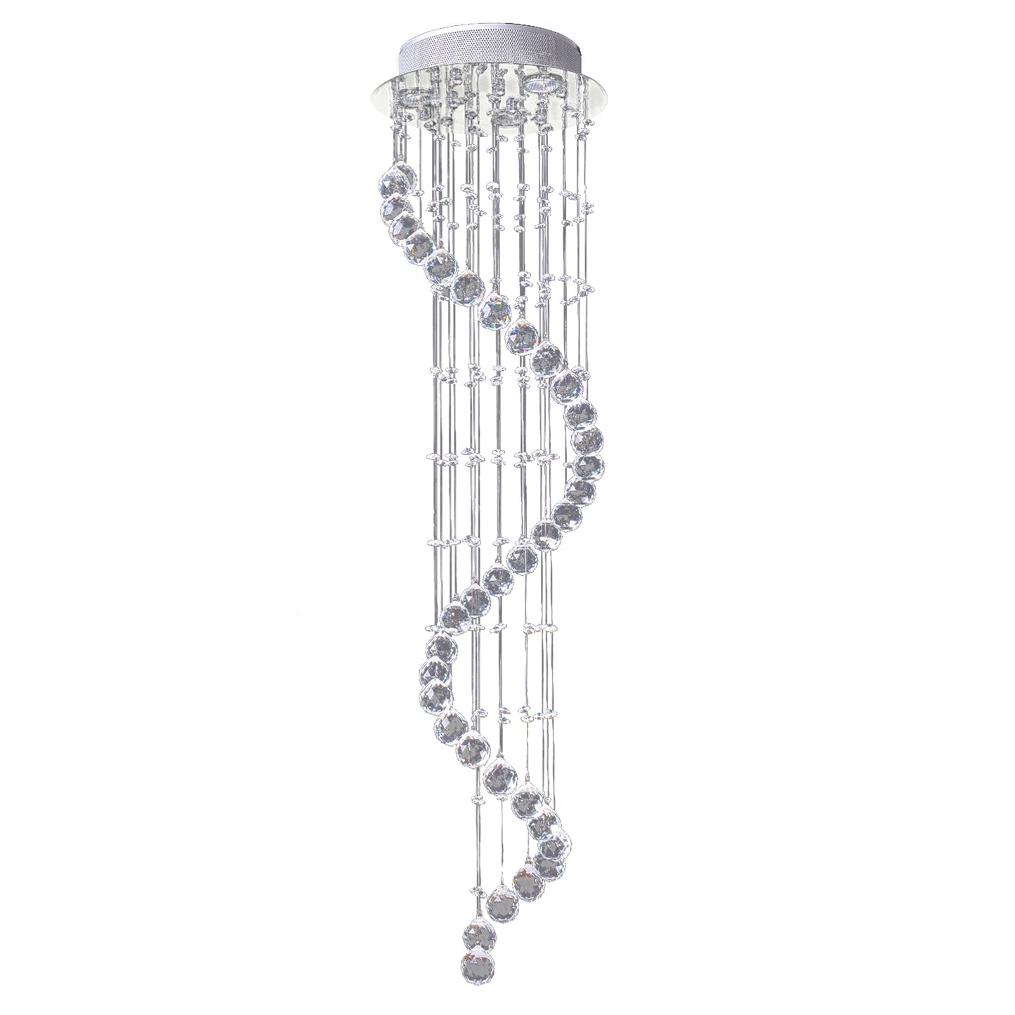 HOMCOM Modern Crystal Chandelier Ceiling Light Pendant Lamp Chrome Finish Glass Droplets New, Ð¤30 x 120cm