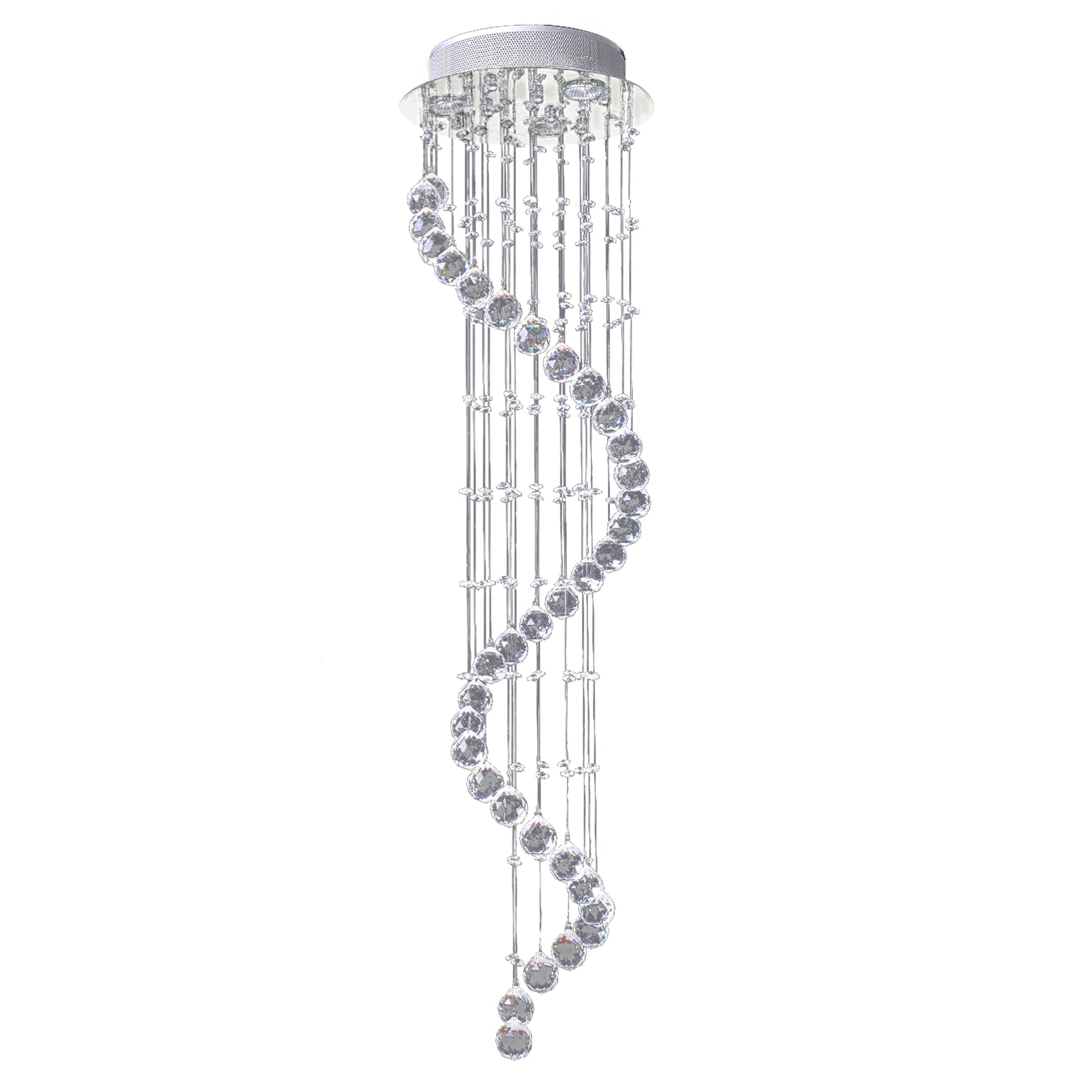 HOMCOM Modern Crystal Chandelier Ceiling Light Pendant Lamp Chrome Finish Glass Droplets New, Ð¤30 x 120cm