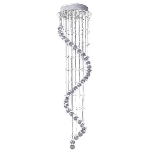 HOMCOM Modern Crystal Chandelier Ceiling Light Pendant Lamp Chrome Finish Glass Droplets New, for Living Room, Bedroom, Hallway, Ð¤30 x 120cm