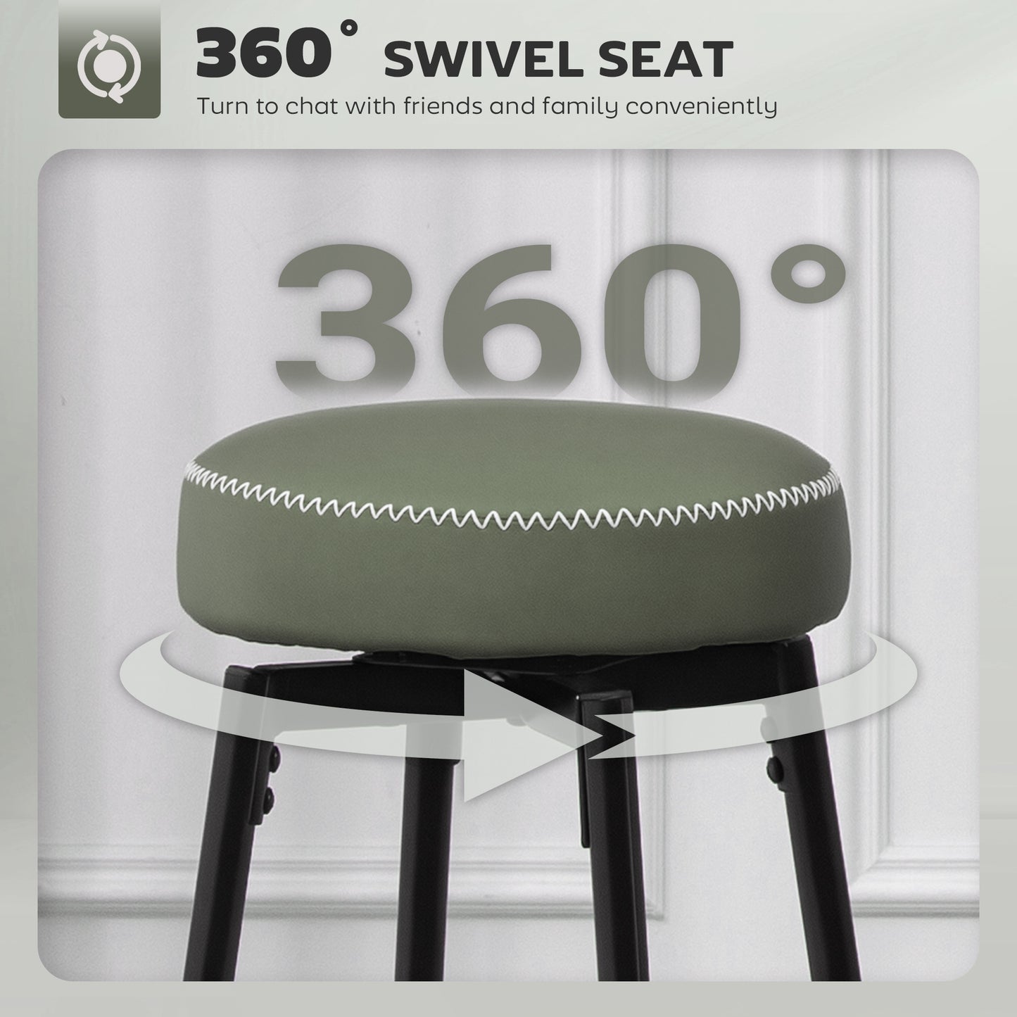 HOMCOM Set of Two Faux Leather Bar Stools - Green/Black