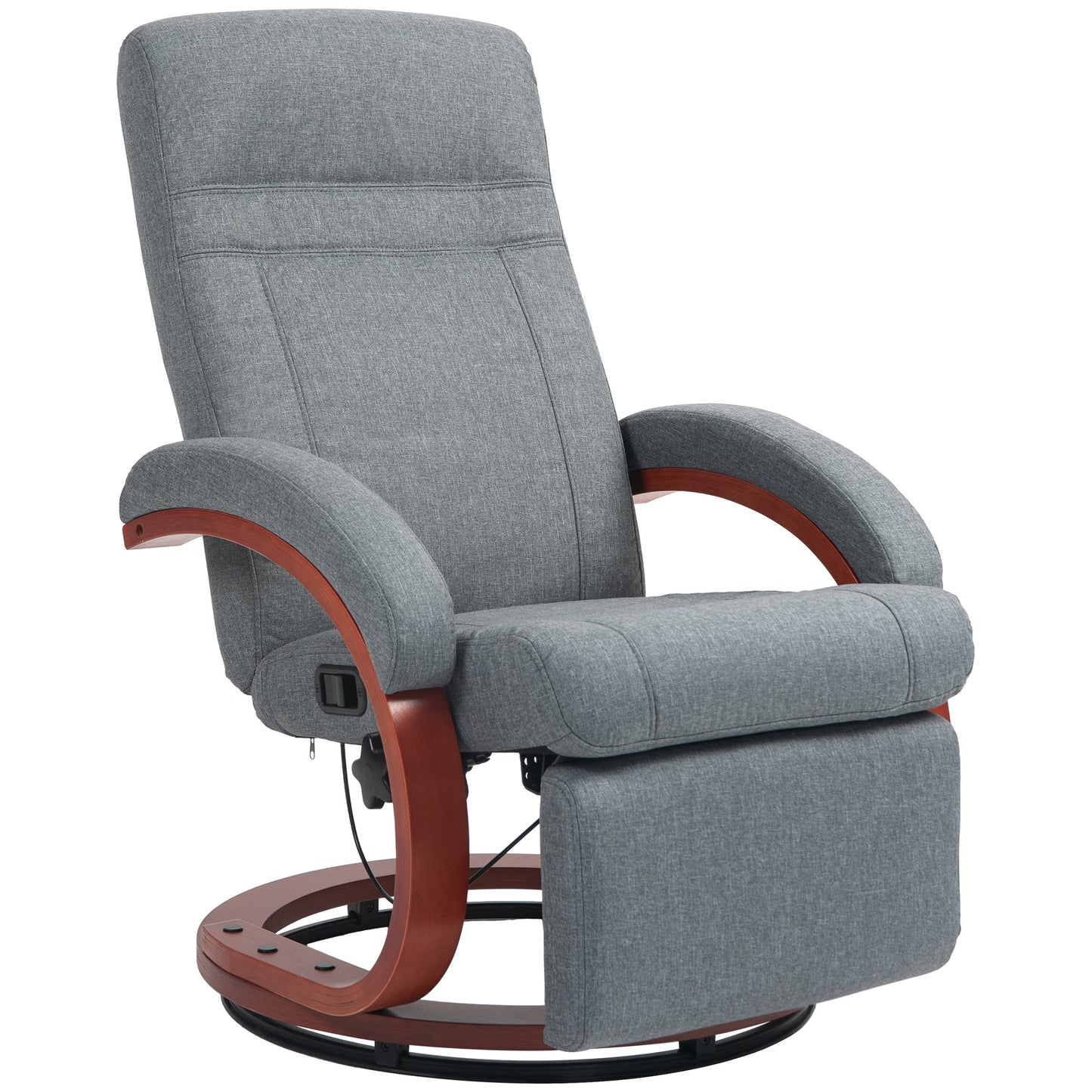 HOMCOM 135Â° Manual Reclining Swivel Chair, with Footrest - Grey