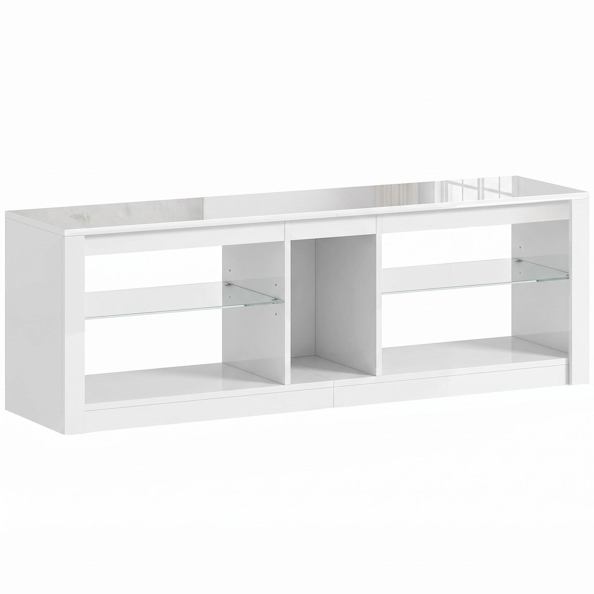 HOMCOM TV Stand Cabinet with LED Lights and Remote Control for TVs up to 65", Entertainment Centre with Storage Shelves, White Default Title