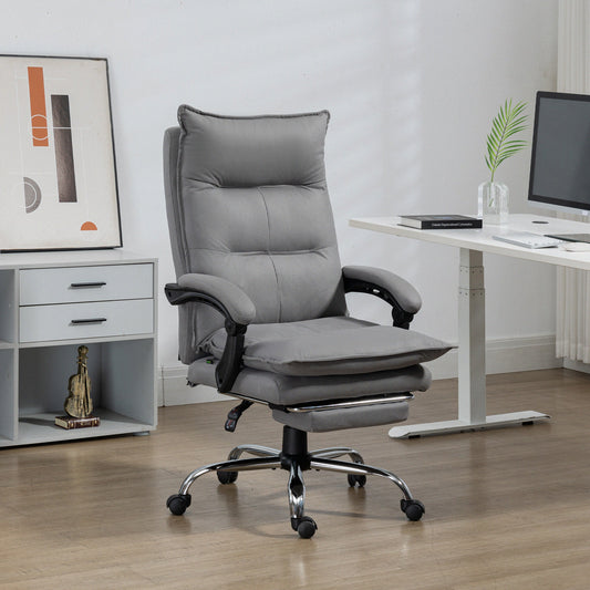 Vinsetto Massage Office Chair with Footrest, Desk Chair with 6 Point Massage and Heat, 155Â° Reclining Back for Home, Thick Padding, Grey