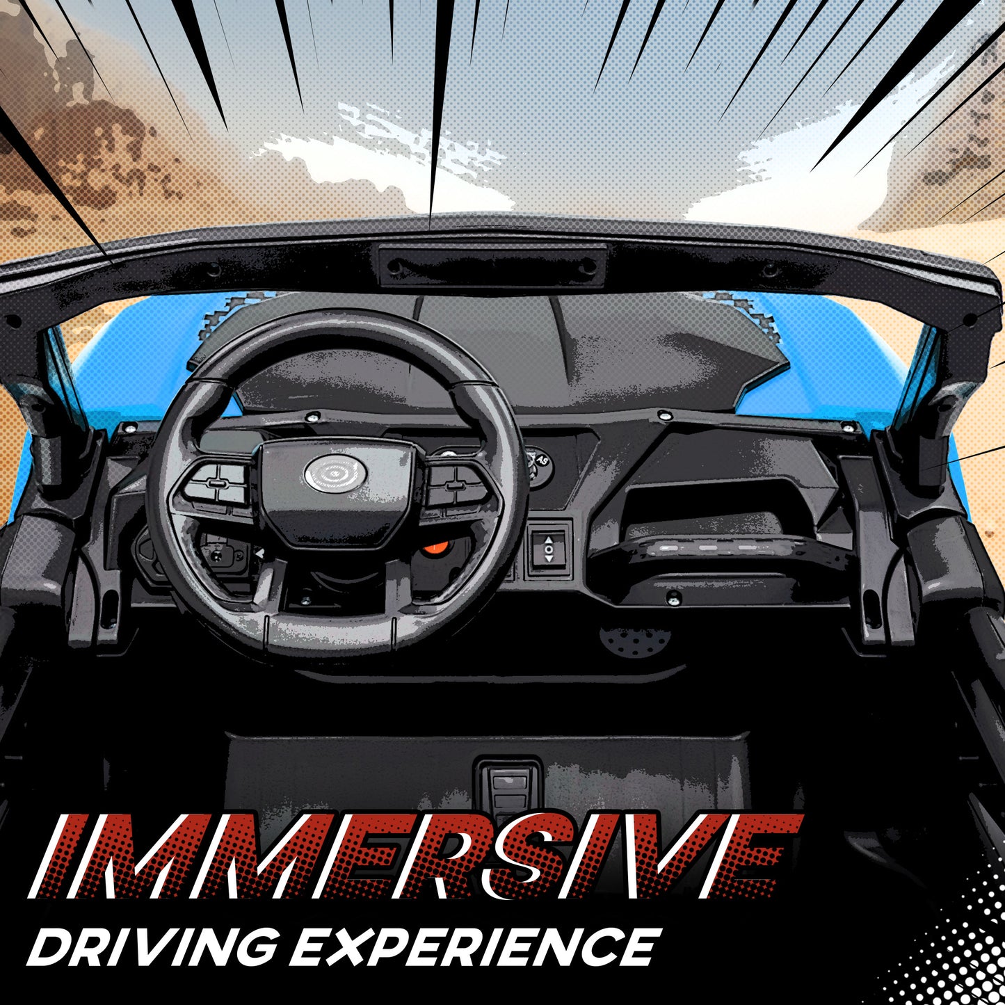 AIYAPLAY 24V Electric Ride on Car, 2-Seater Electric Car for Kids with Remote, Bluetooth, Soft Start, Suspension Spring, Blue