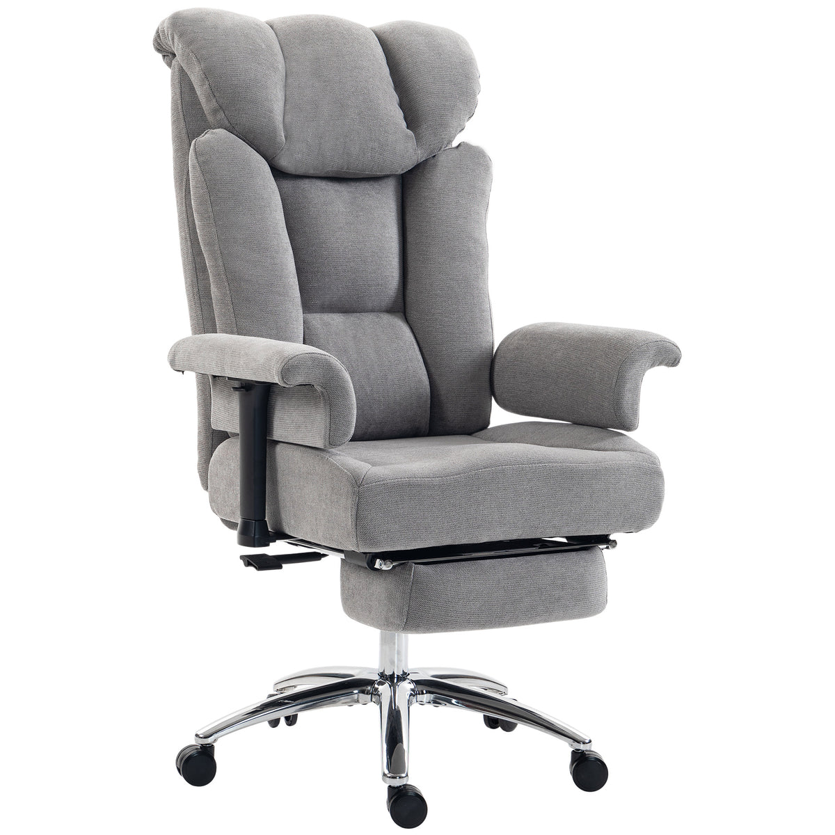 HOMCOM 250 kg Big and Tall Massage Office Chair with Heat, High Back, Height Adjustable Linen Executive Desk Chair, Grey Default Title
