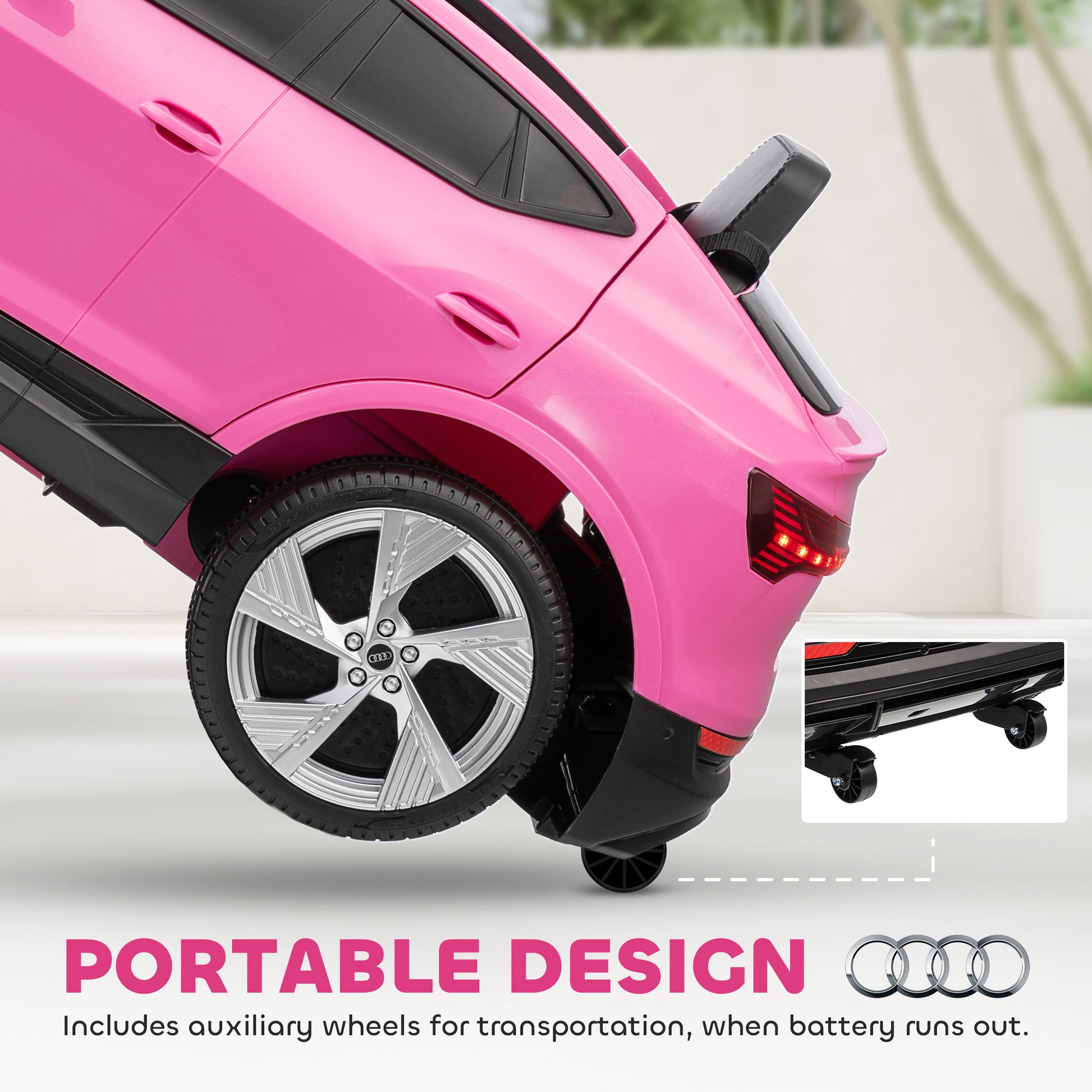 HOMCOM 12V Kids Electric Ride on, Electric Car for Kids with Parental Remote, Music, Lights, Suspension Wheels, Pink