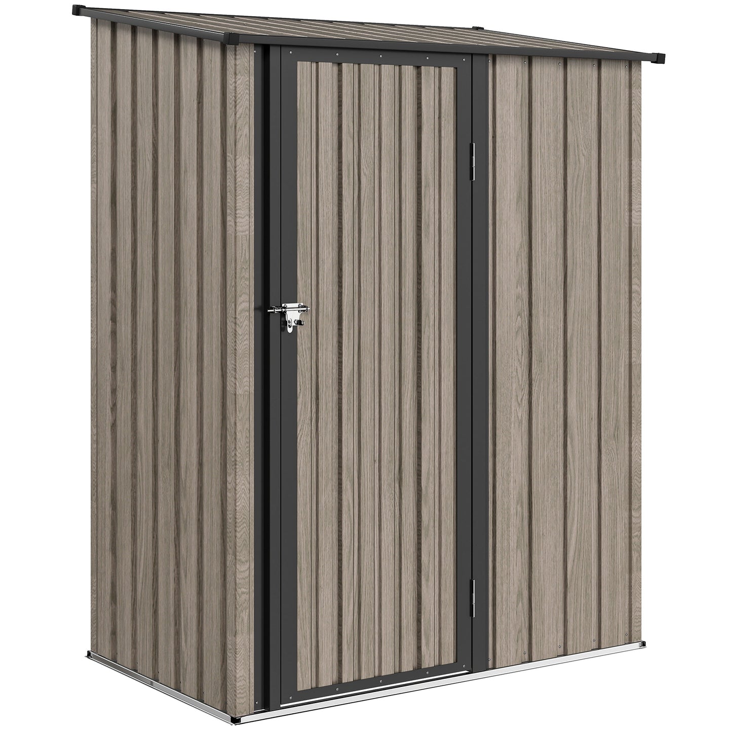 Outsunny 5ft x 3ft Metal Garden Storage Shed, Outdoor Tool Shed with Sloped Roof, Lockable Door for Tools, Equipment, Light Grey