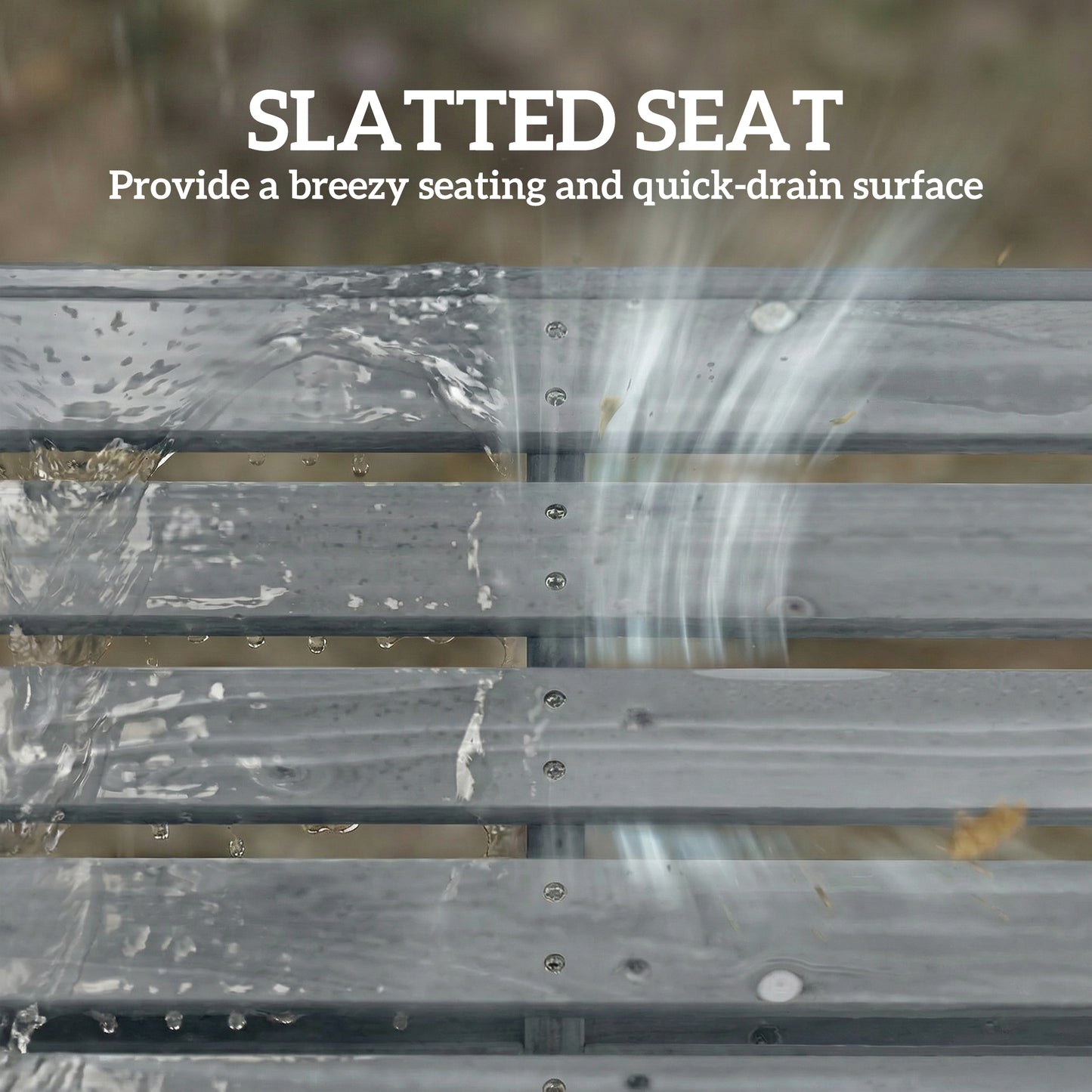 Outsunny Wooden Outdoor Bench, 2 Seater Garden Bench, Backless Patio Bench with Slatted Curved Seat, Grey Embossed Finish