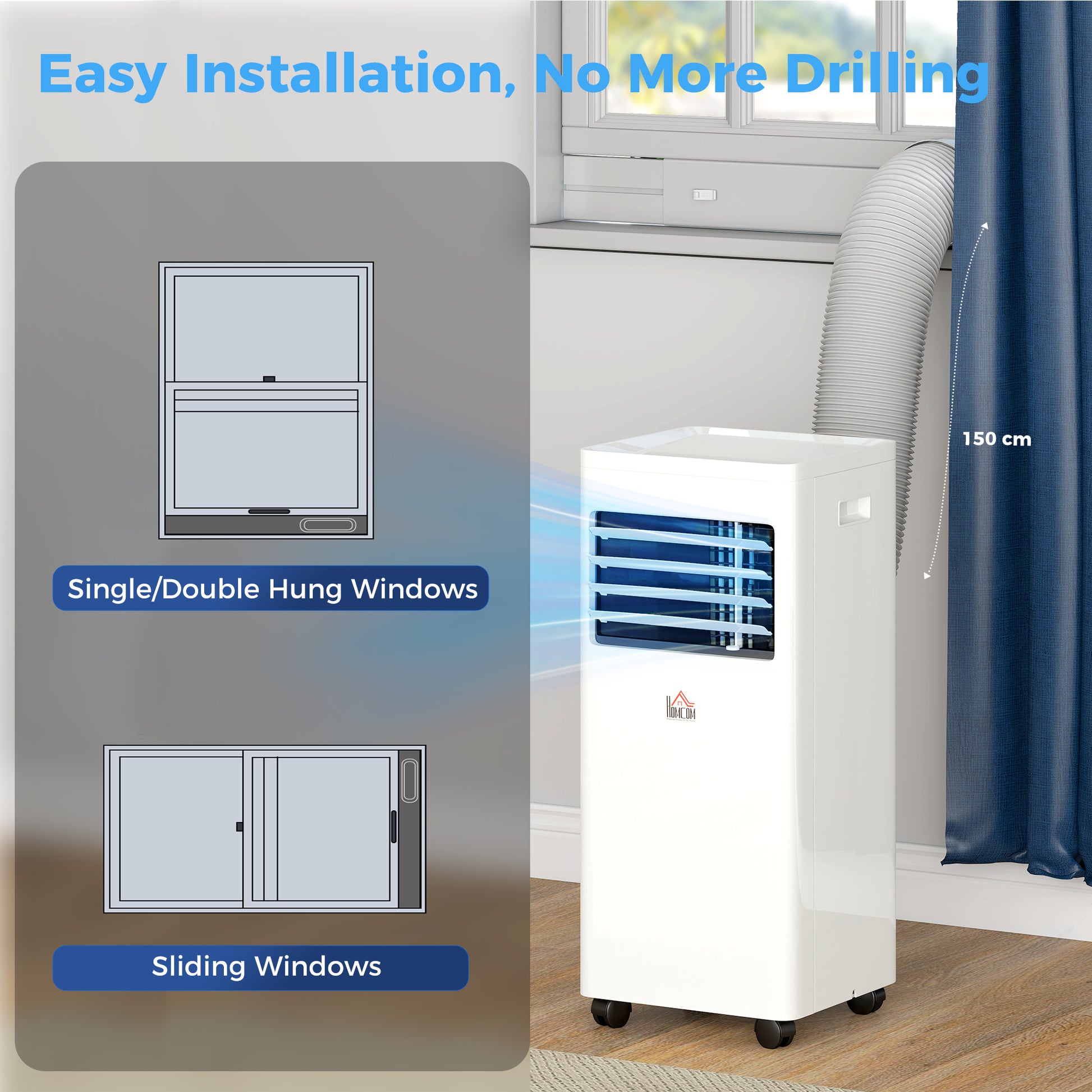 HOMCOM Portable Air Conditioner 9000 BTU, Air Conditioning Unit with Digital Display for Room up to 28ãŽ¡