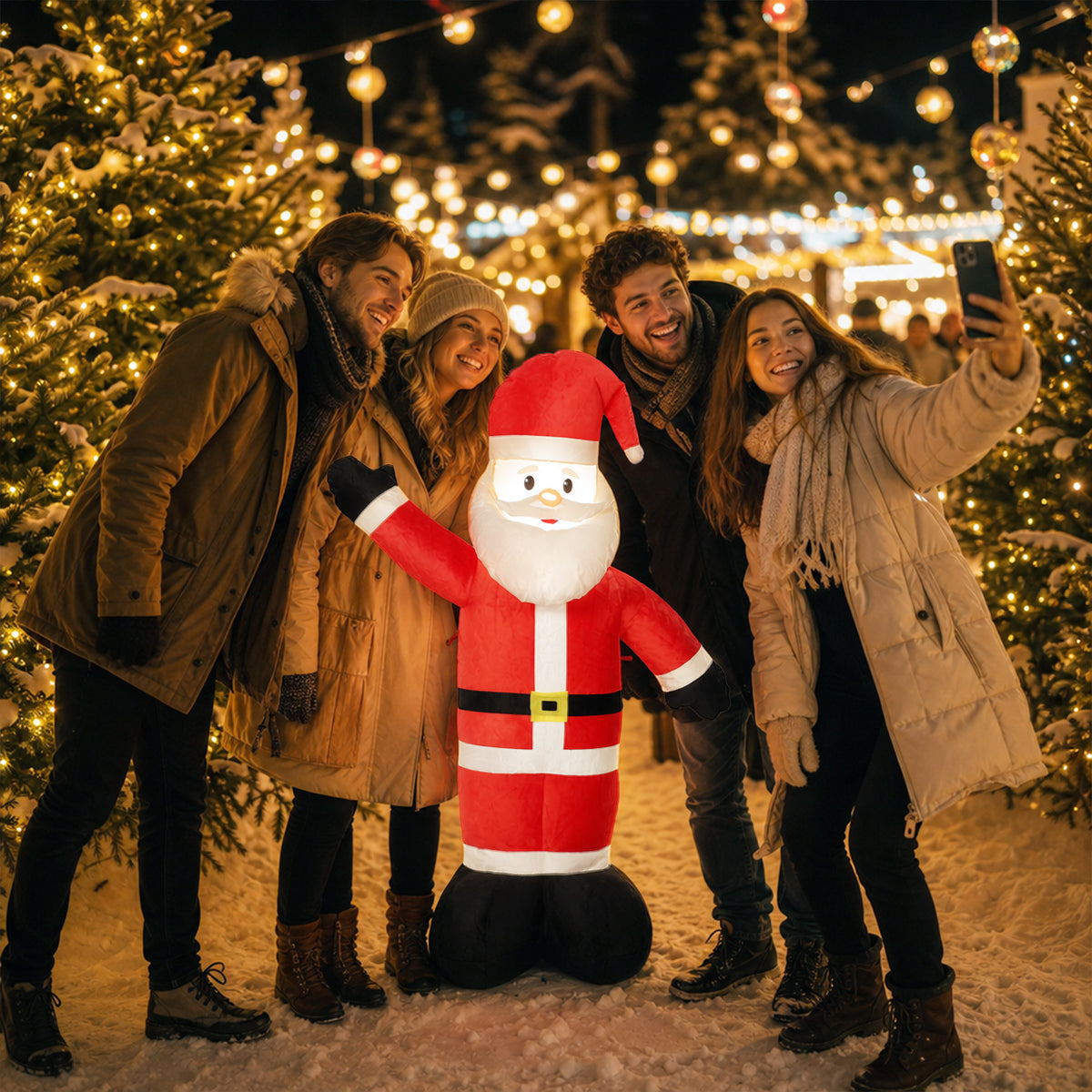 Outsunny 5ft Christmas Inflatable Velvet Look Santa Claus with Welcoming Gesture