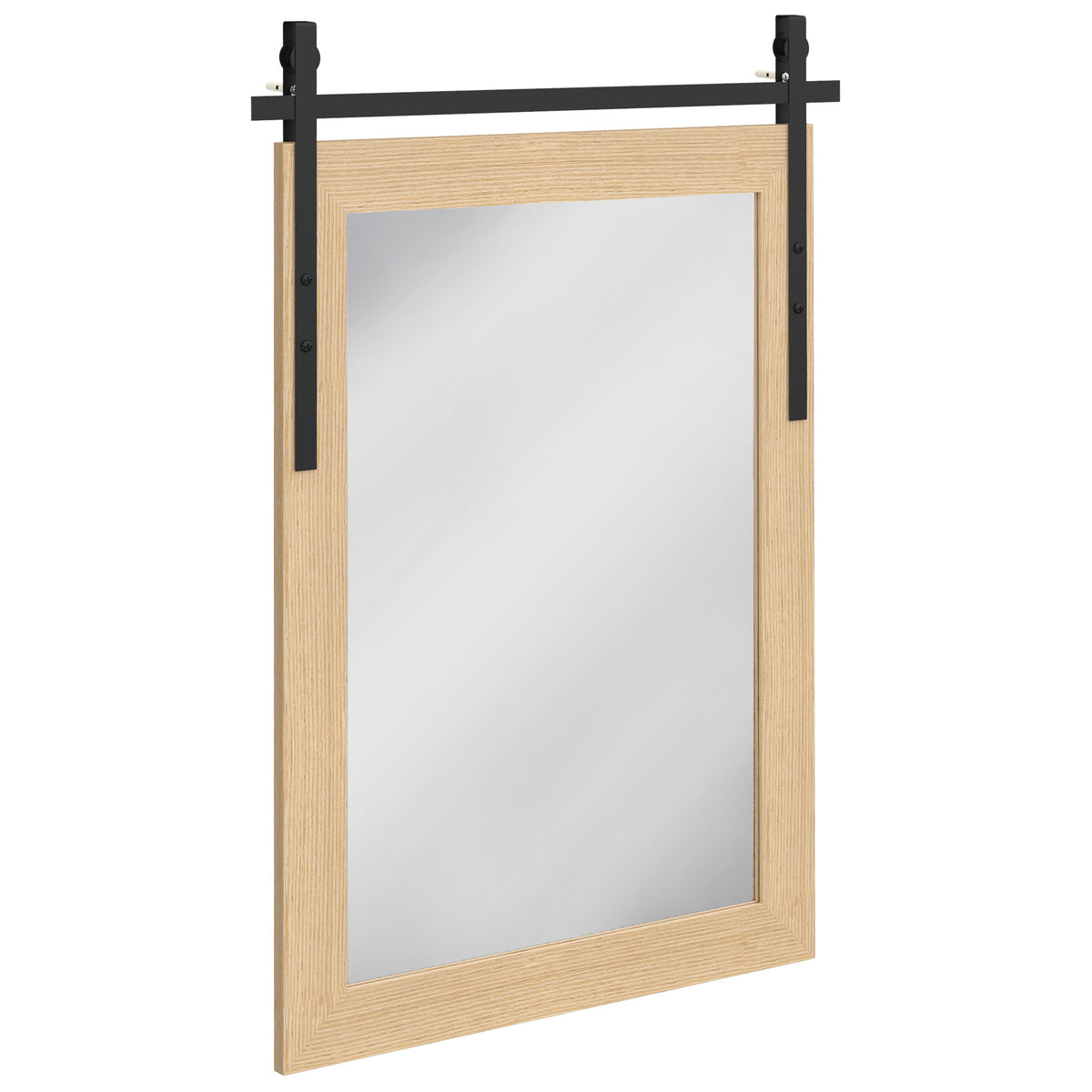 HOMCOM 86.5 x 61 cm Rectangle Mirror, Farmhouse Wall Mirror for Living Room, Bedroom, Hallway, White Oak Default Title