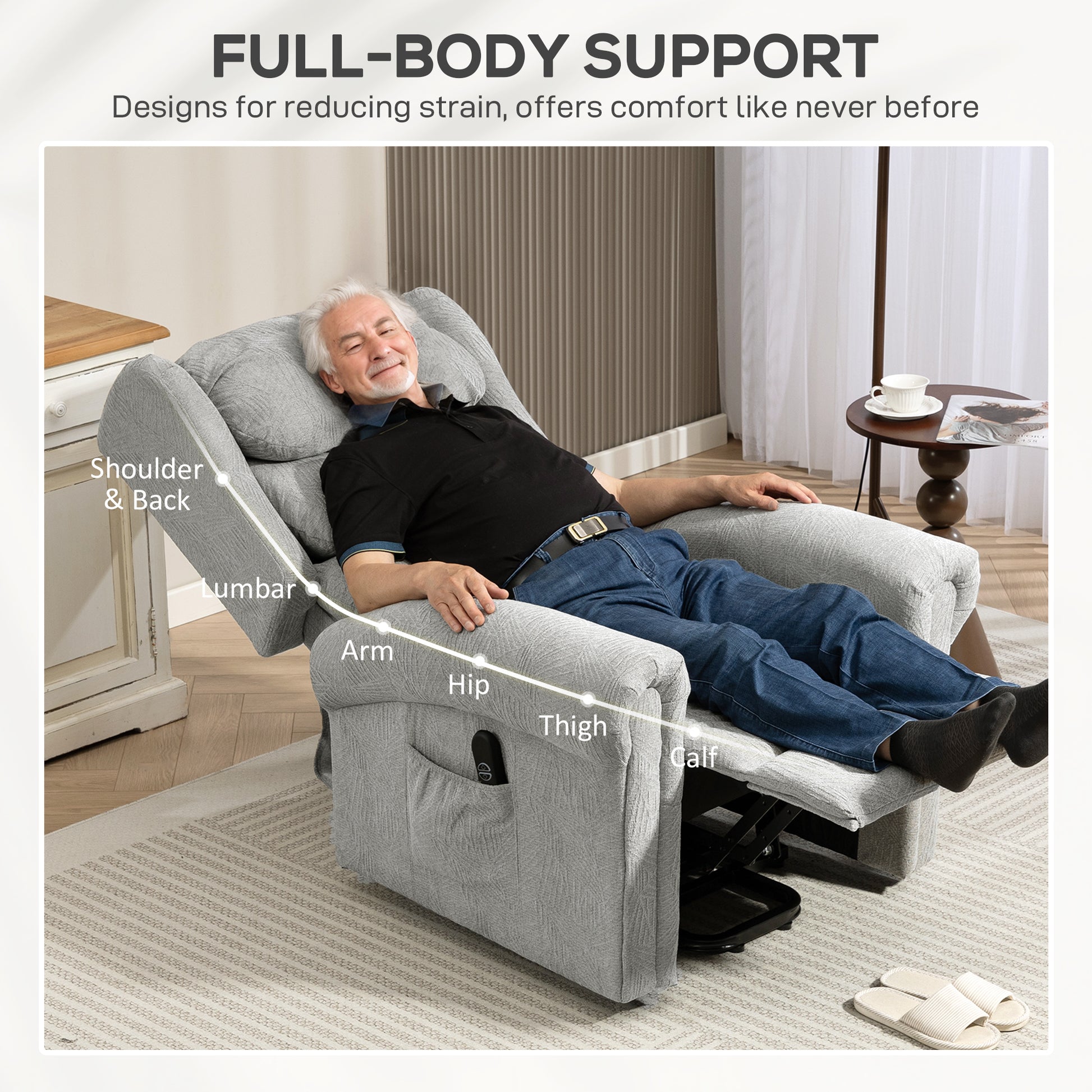 HOMCOM Velvet-Feel 150Â° Electric Riser Recliner Chair - Grey