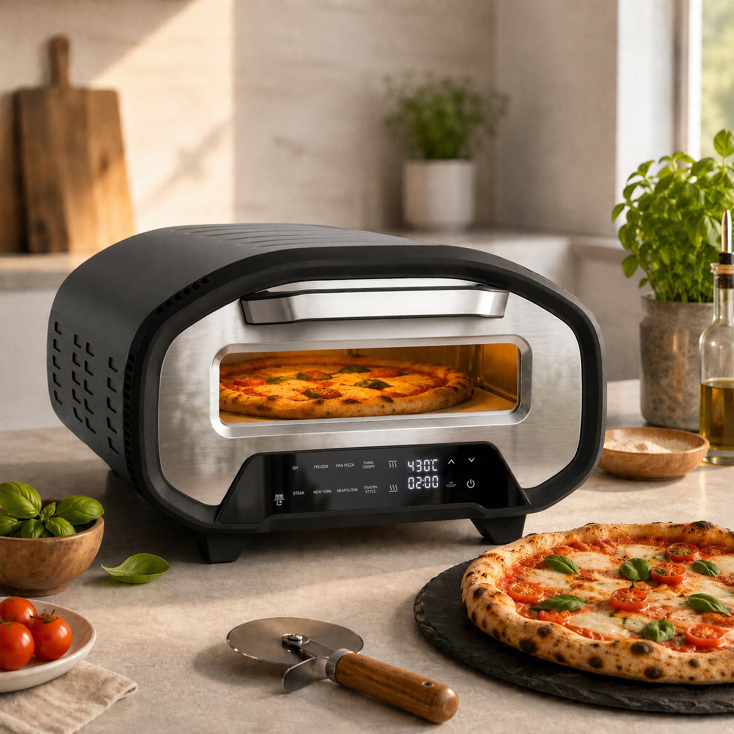 HOMCOM Electric Pizza Oven, 12 Inch Pizza Maker with 8 Preset Modes and Ceramic Stone, 2200W