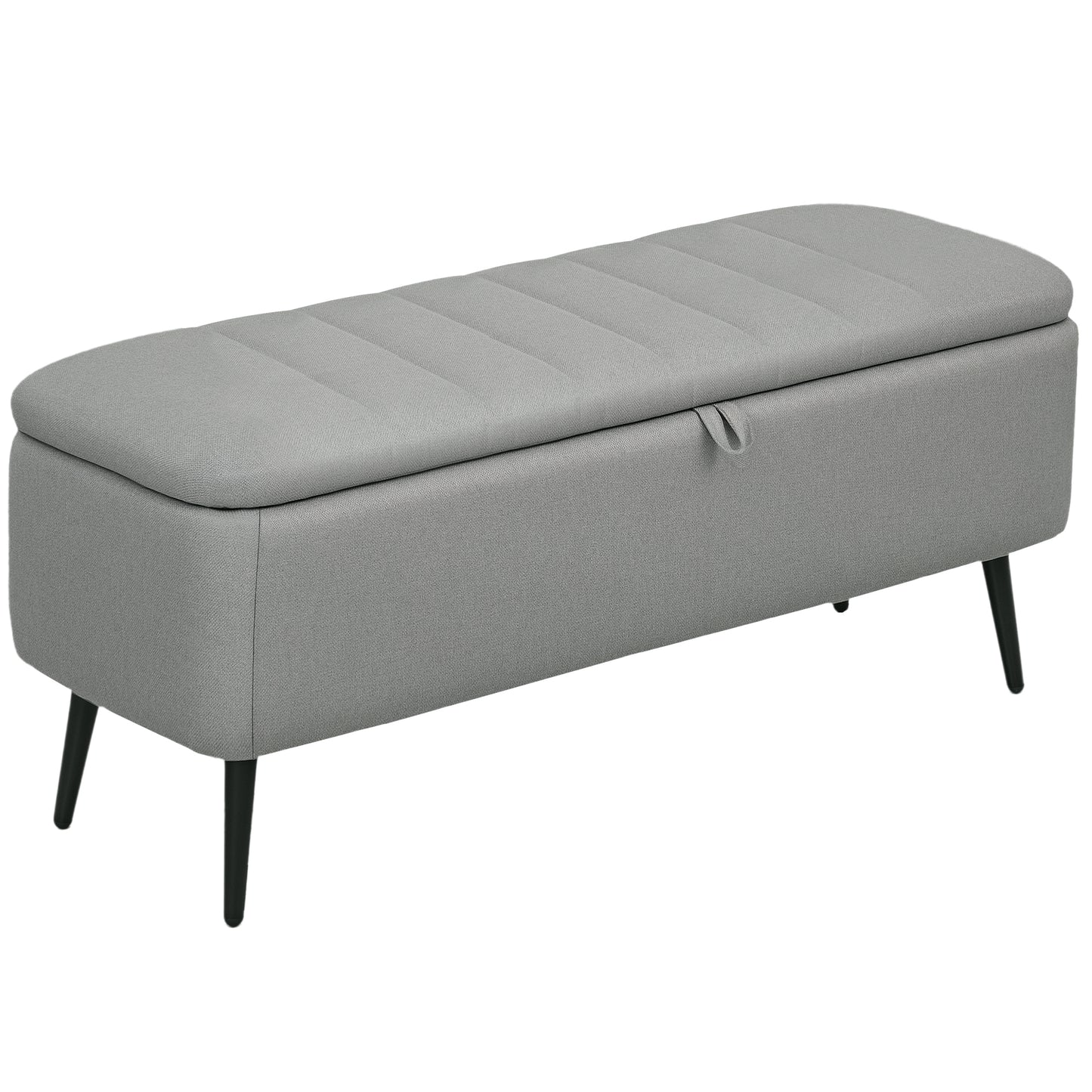 HOMCOM 92 x 31cm Linen-Look Storage Ottoman - Light Grey