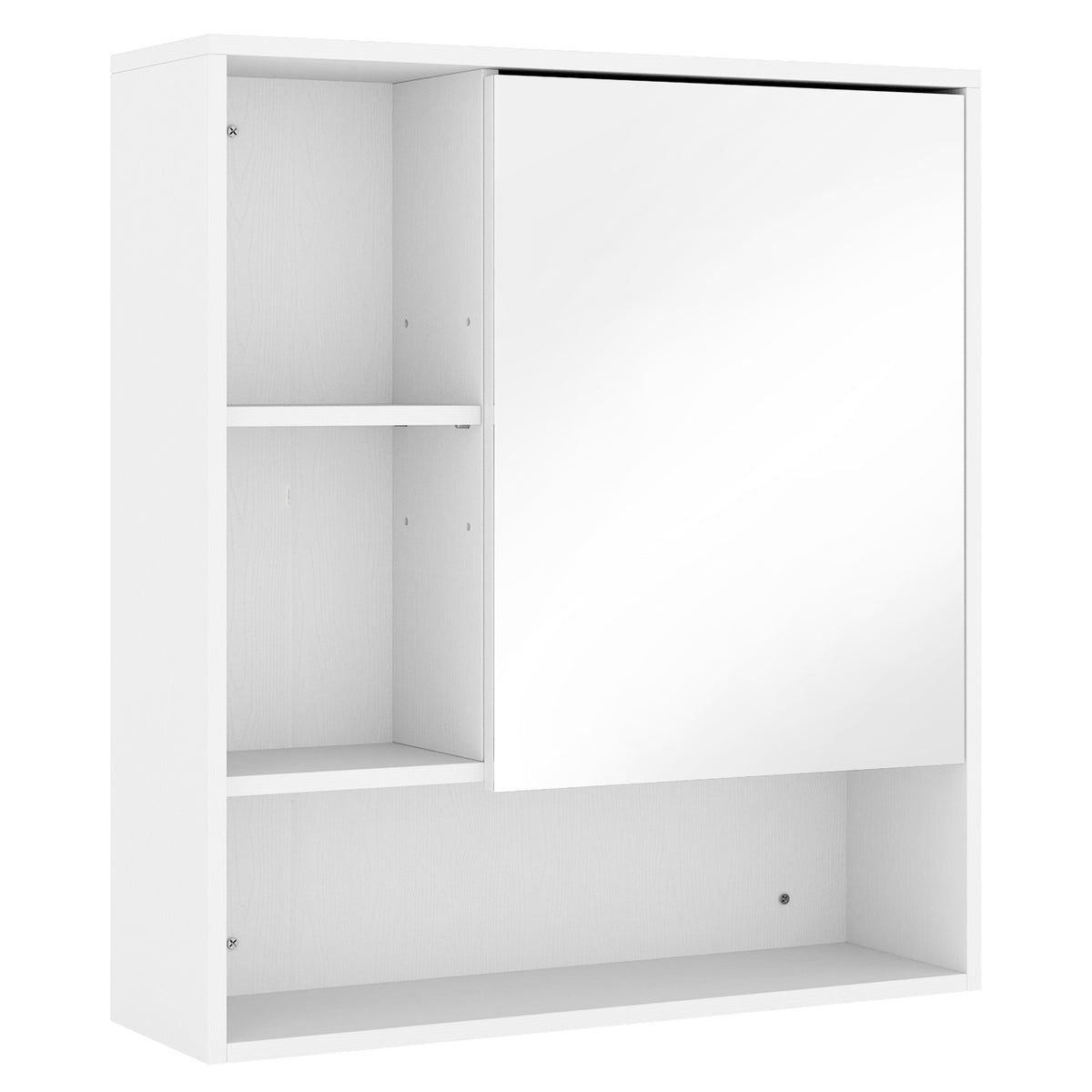 HOMCOM Bathroom Mirror Cabinet, Wall-Mounted Bathroom Cabinet with Mirror Door, Adjustable Shelves, White Default Title