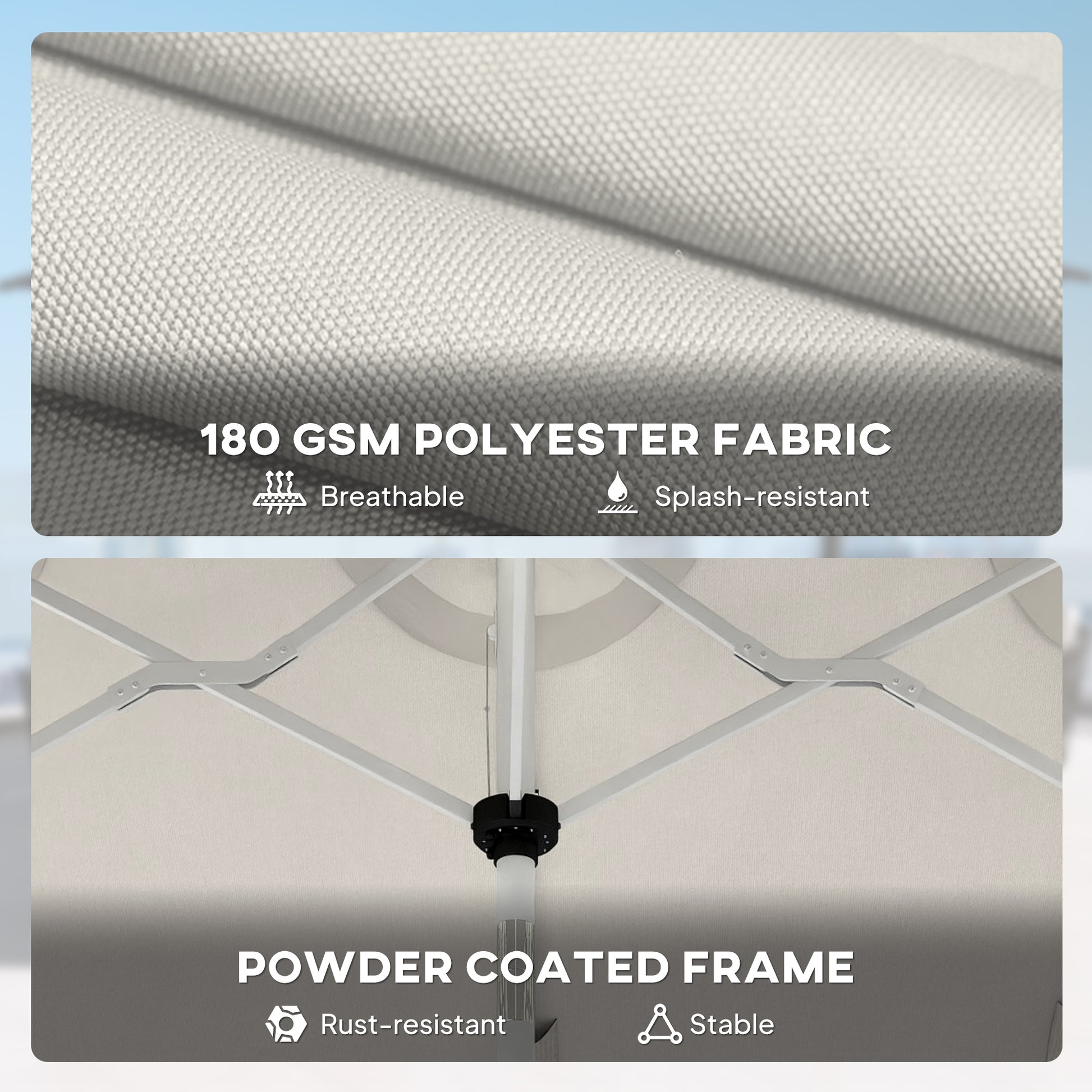 Outsunny 3 m Double-Sided Garden Parasol with LED Solar Lights, Outdoor Extra Large Sun Umbrella with Crank Handle, Cream White