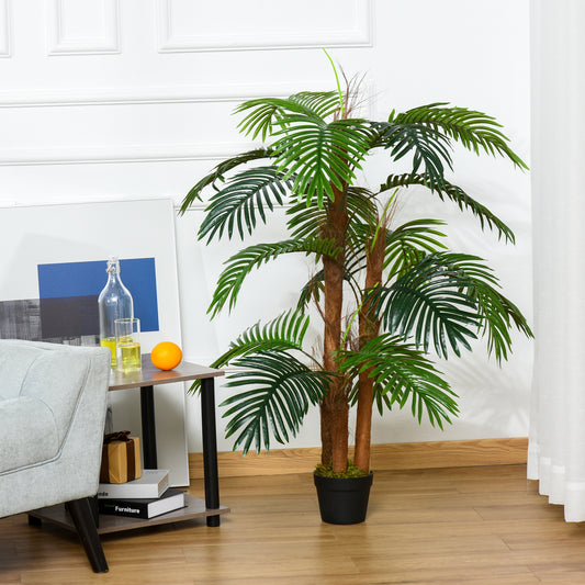 Outsunny Artificial Plant Bamboo Artificial Tree Height 120 cm with Pot for Home Indoor Decor