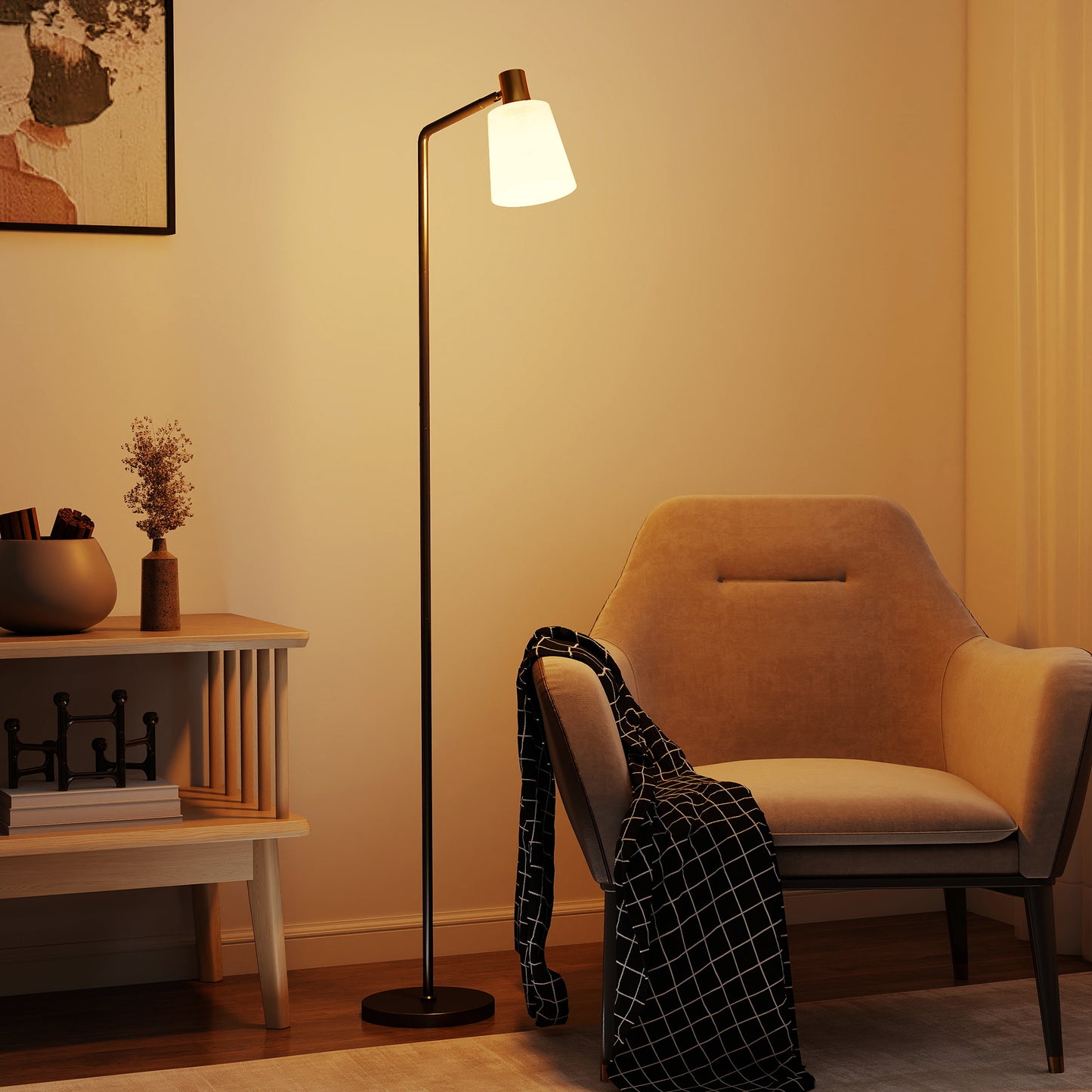 HOMCOM Floor Lamp with 350Â° Rotatable Head, Modern Standing Lamp with 3000K/4000K/6500K Colour Temperatures for Living Room Office, Black