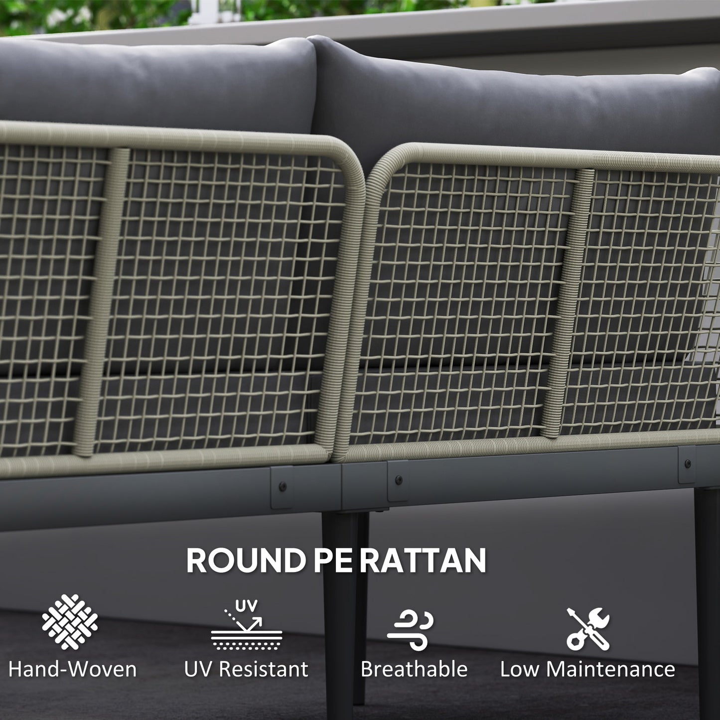 Outsunny Thee-Piece 'L' Rattan Sofa Set - Grey