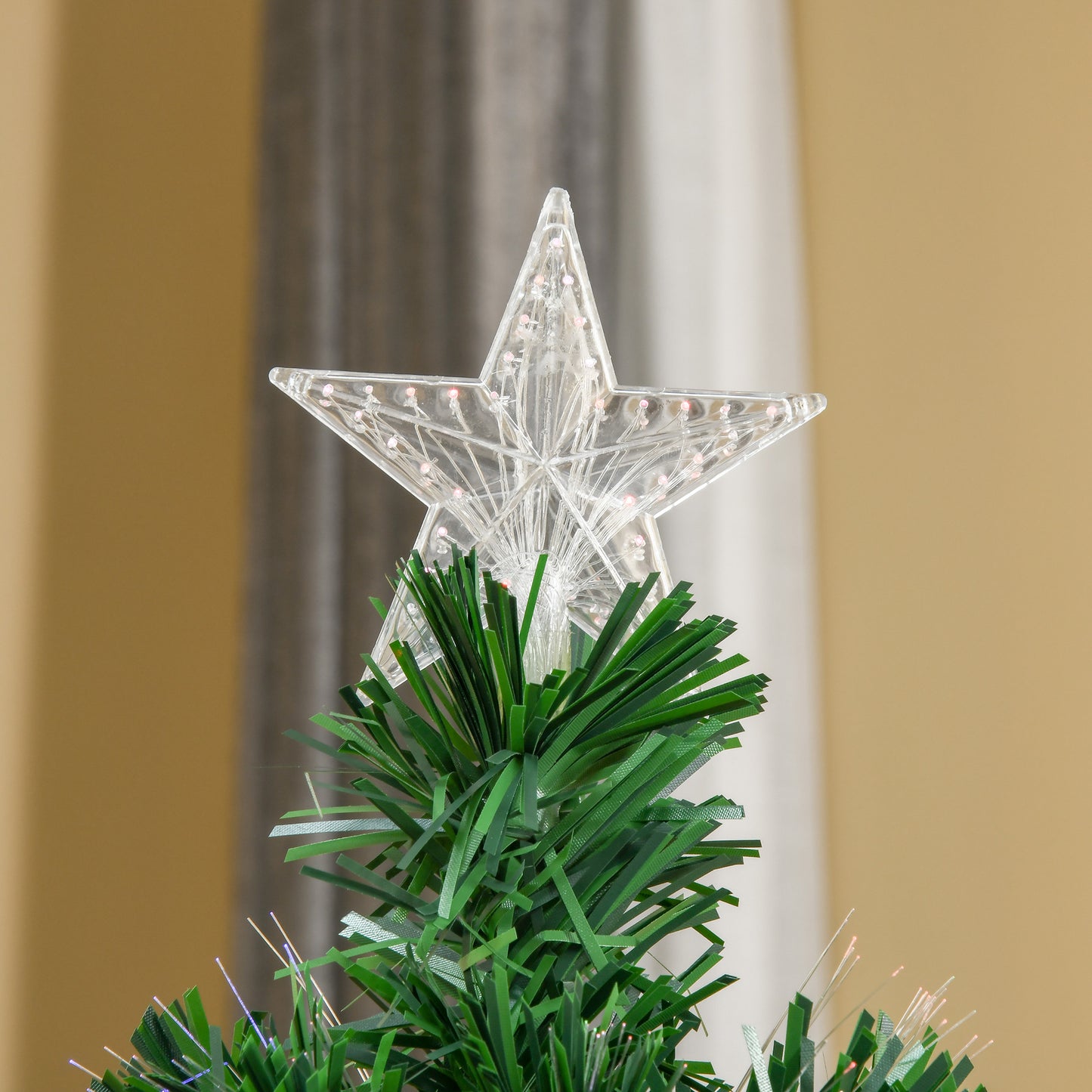 HOMCOM 5FT Pre-Lit Fibre Optic Artificial Christmas Tree Holiday Xmas DÃ©cor with Tree Topper Multi-Colour
