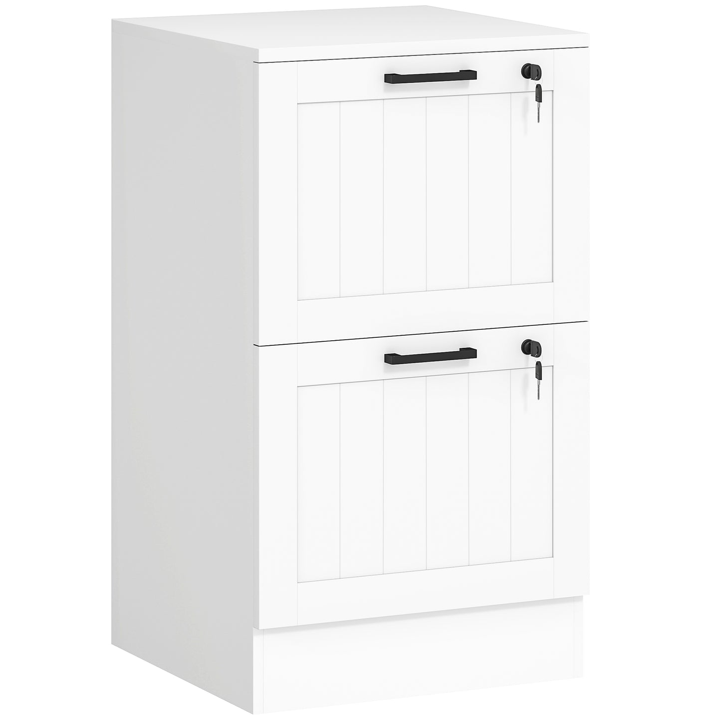HOMCOM 2 Drawer Filing Cabinet with Lock, Office Storage Cabinet with Adjustable Hanging Bars for A4 Letter Size Files, White Default Title