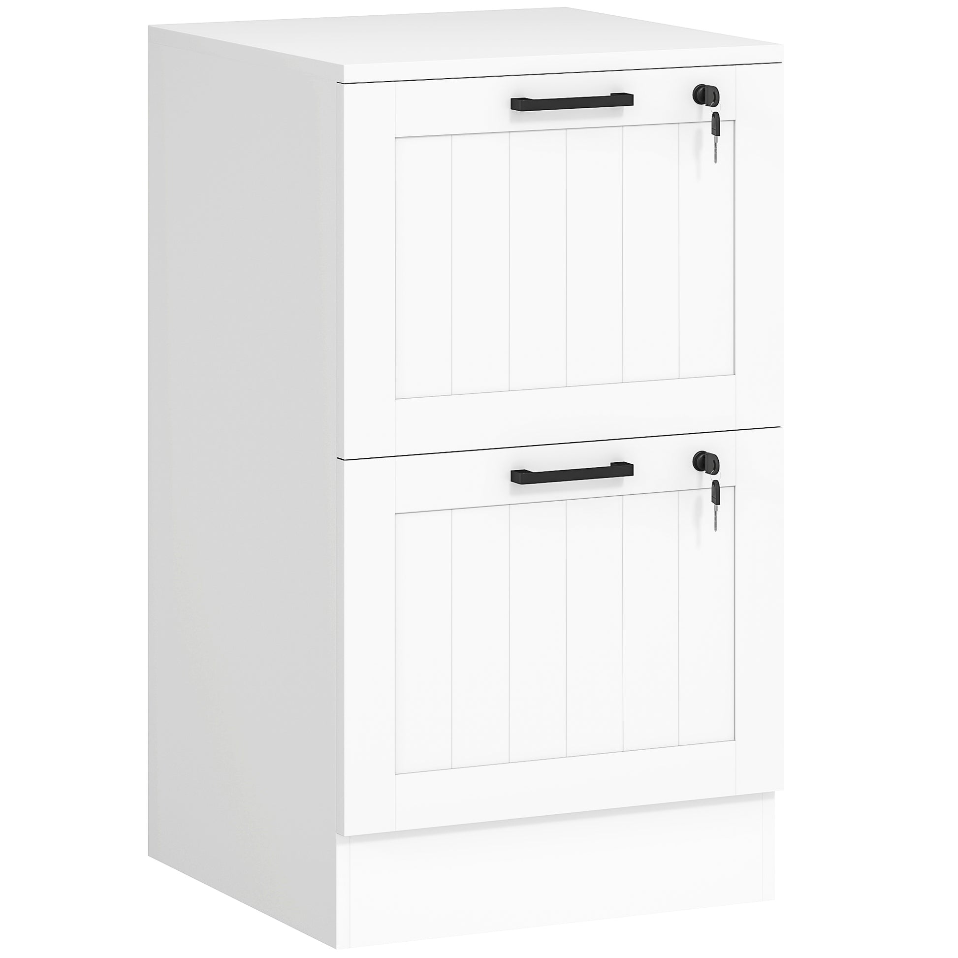 HOMCOM 2 Drawer Filing Cabinet with Lock, Office Storage Cabinet with Adjustable Hanging Bars for A4 Letter Size Files, White Default Title