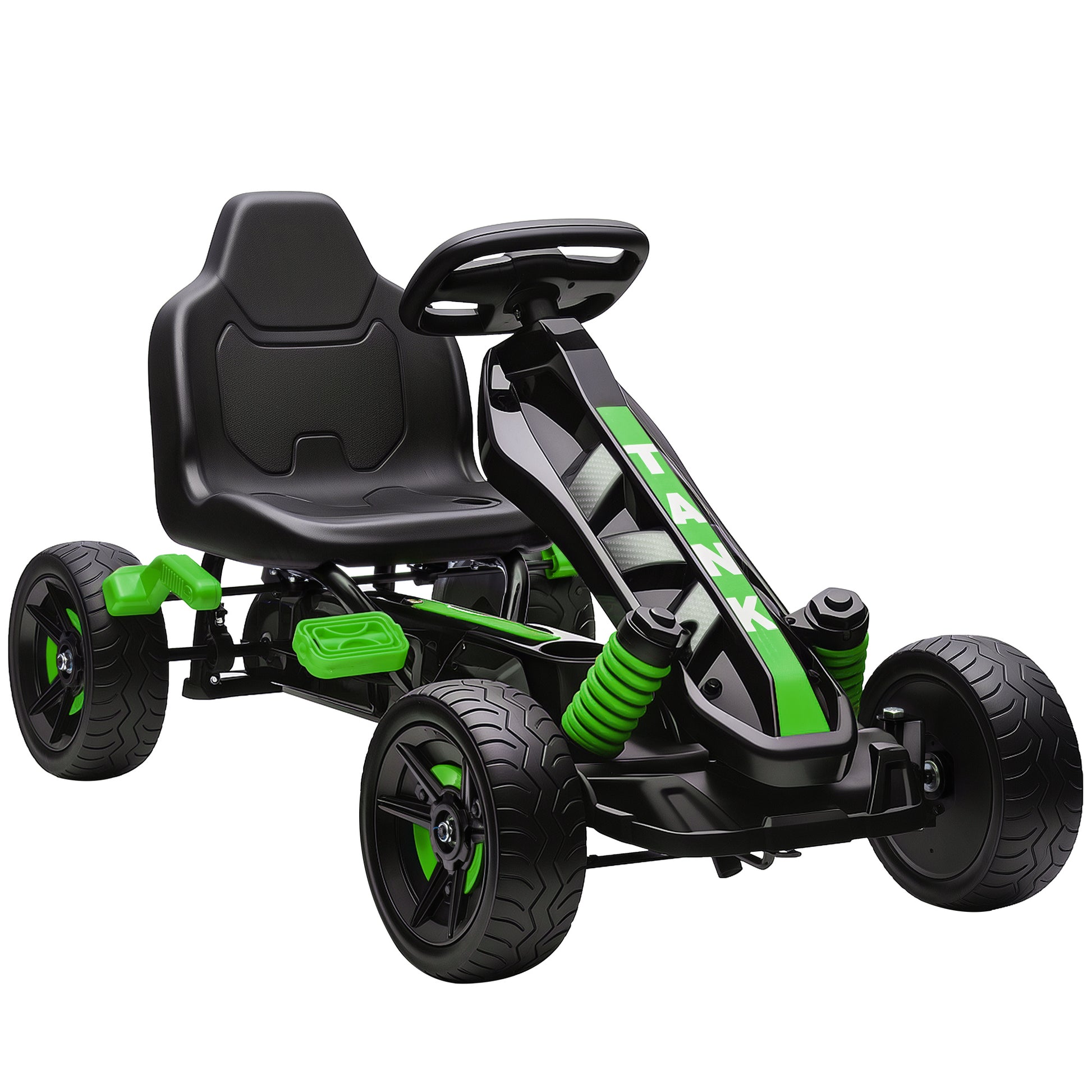 AIYAPLAY Pedal Go Kart for Kids Aged 3-6 Years, with Freewheel System, Brake, EVA Anti-Slip Wheels, Green Default Title