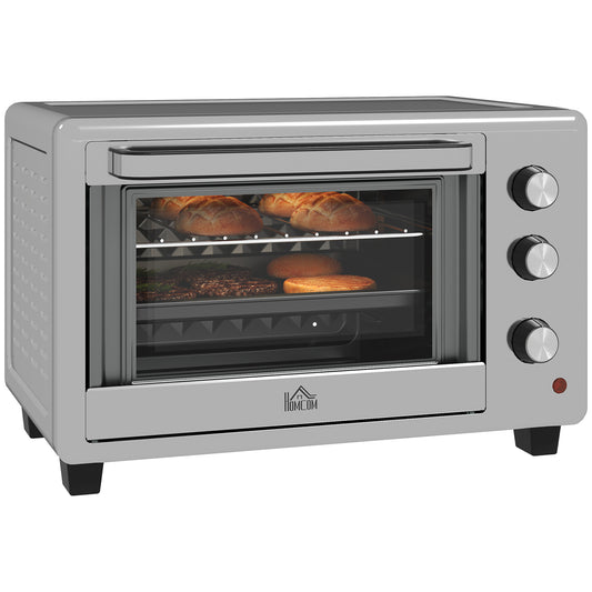 HOMCOM 30L 60-230â„ƒ Mini Electric Oven, with Accessories - Silver Tone