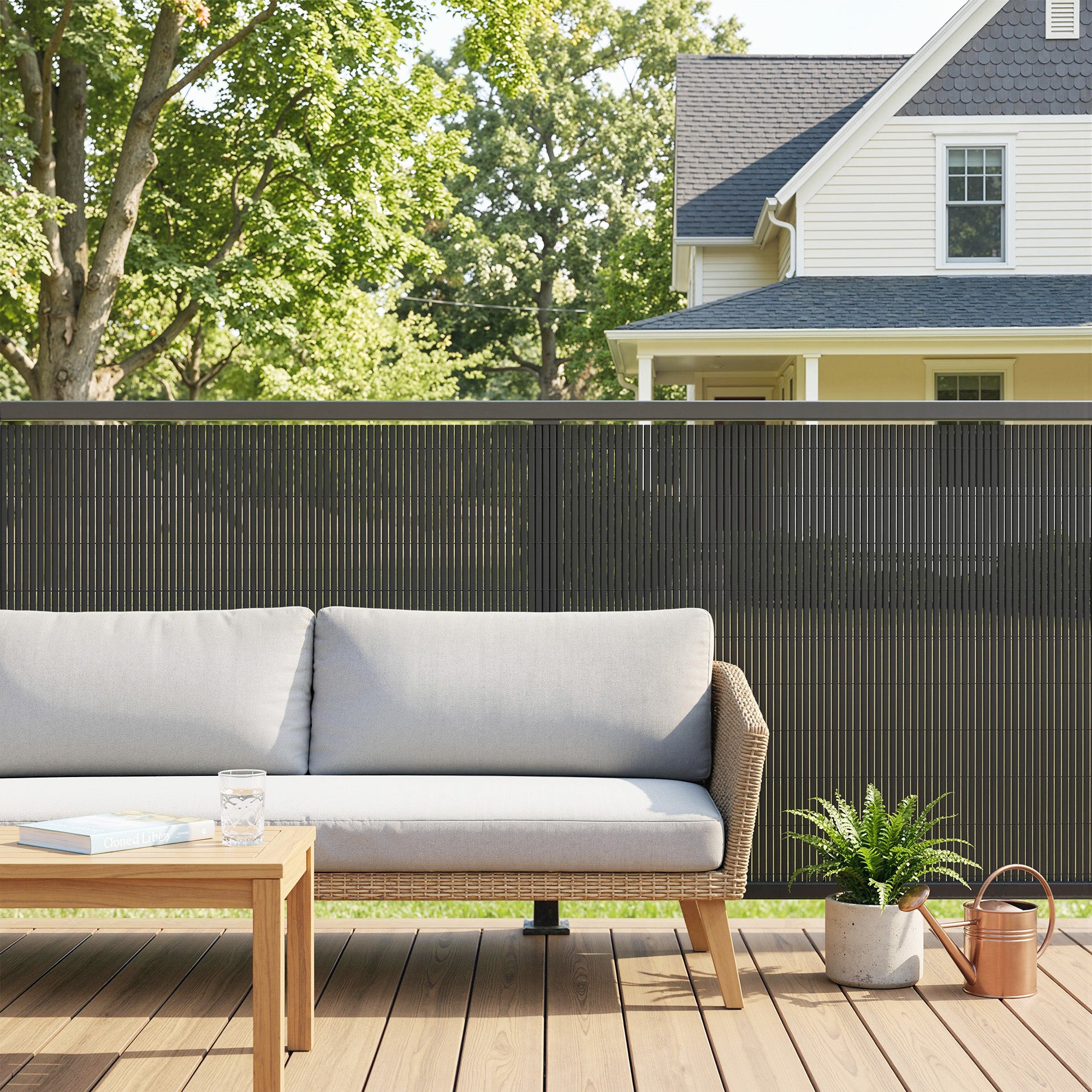 Outsunny 2Pcs Plastic Privacy Screening Fence, 1m x 5 m Waterproof Win ...