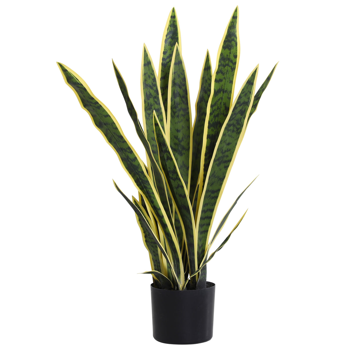 Outsunny Artificial Snake Plant 21 Variegated Leaves Fake Plant in Pot Indoor Outdoor Decor Green Default Title