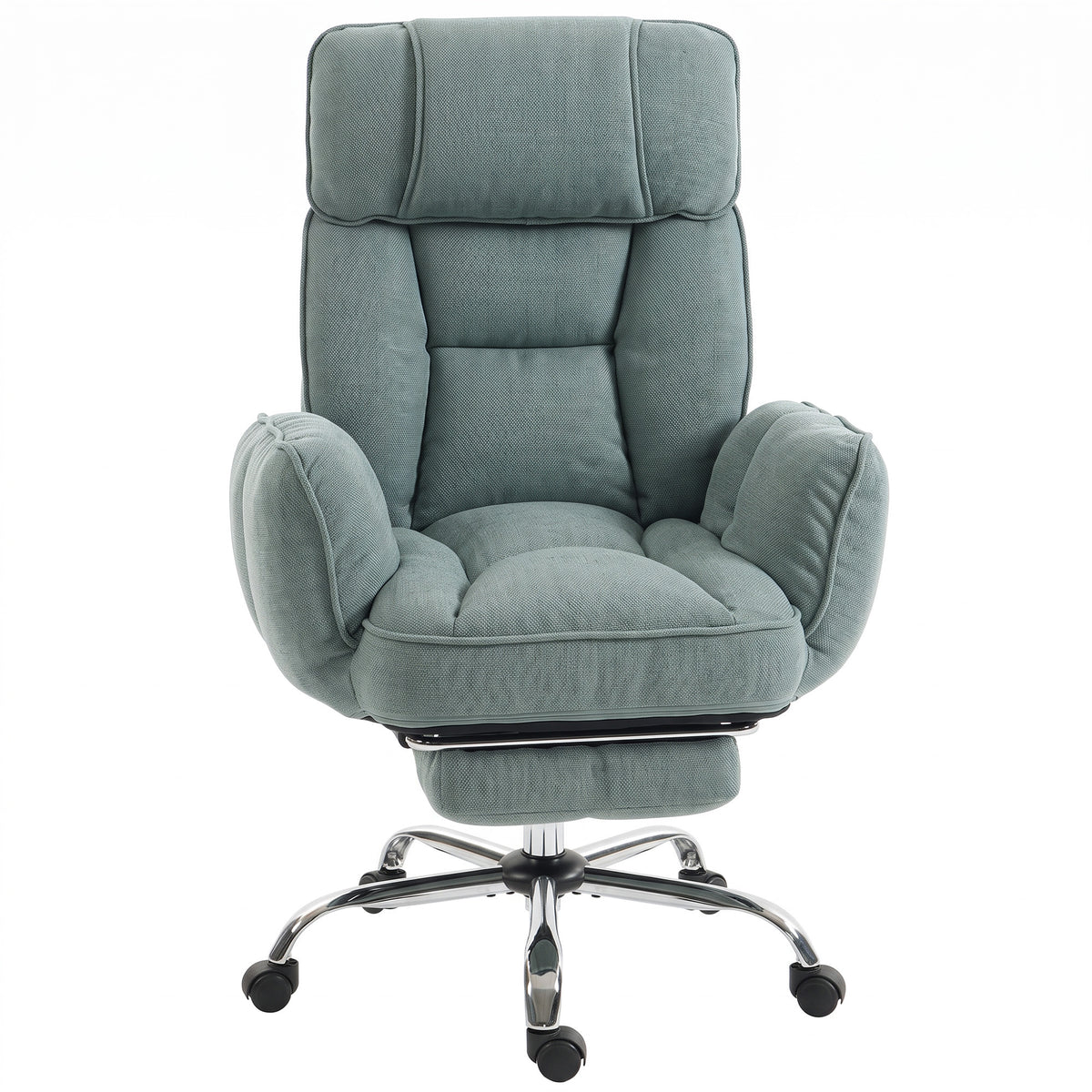 HOMCOM Executive Office Chair Height Adjustable Desk Chair Reclining Flip-up Armrest Footrest, Light Green Default Title