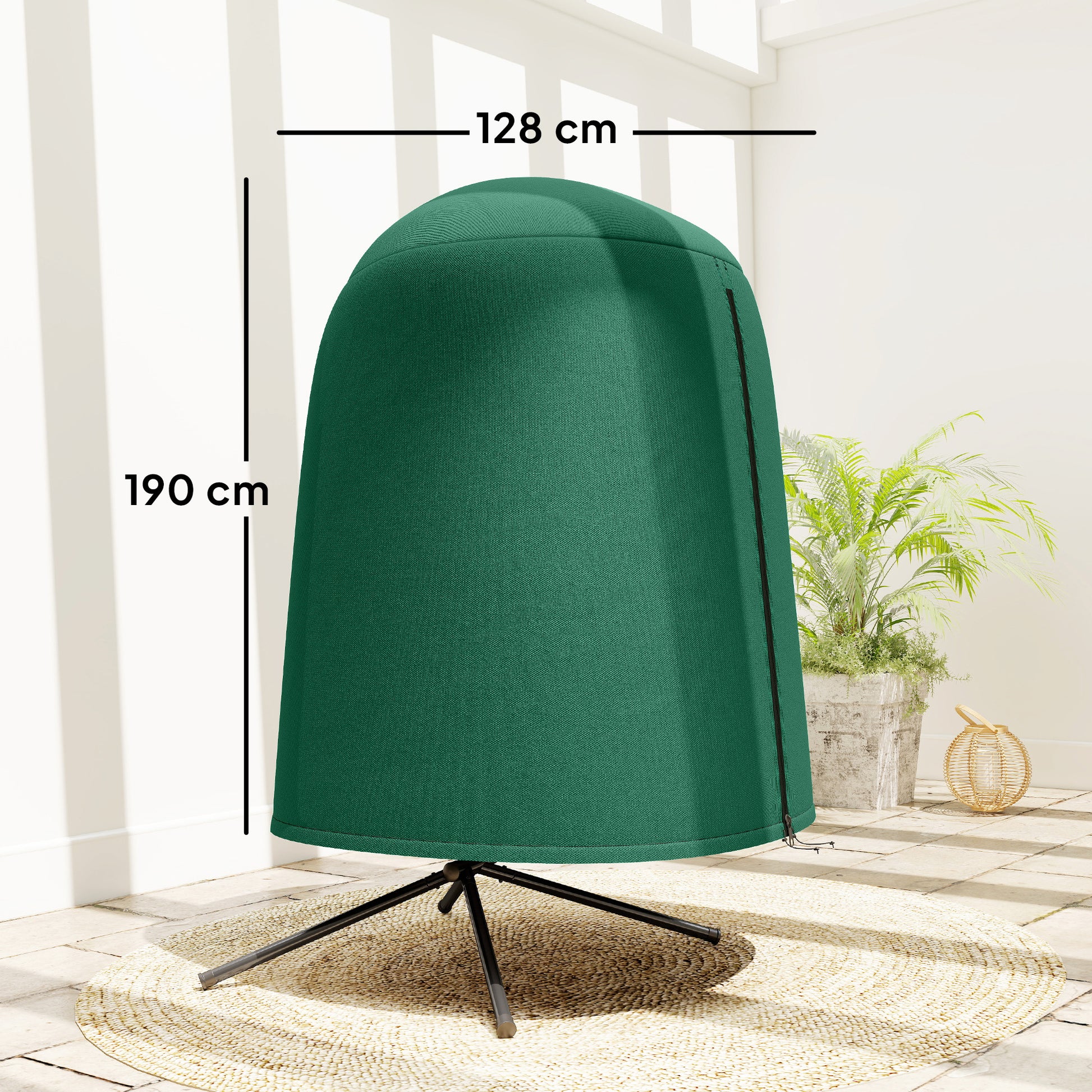 Outsunny 190 x Î¦128cm Hanging Egg Chair Furniture Cover - Green