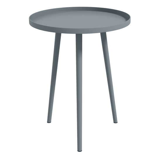 Outsunny Round Garden Coffee Table, Outdoor Side Table with Rounded Steel Edge, Ã˜40 x 50H cm, Grey