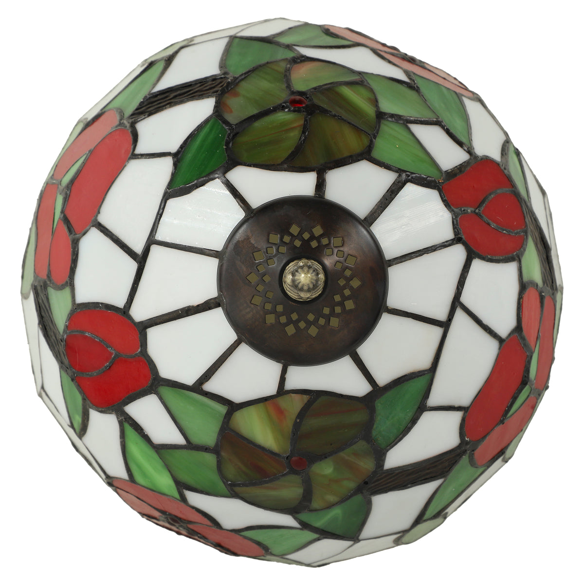 HOMCOM Tiffany Stained Glass Table Lamp, Handmade Antique Bedside Lamp for Bedroom, Living Room, Nightstand, Red Sunflower