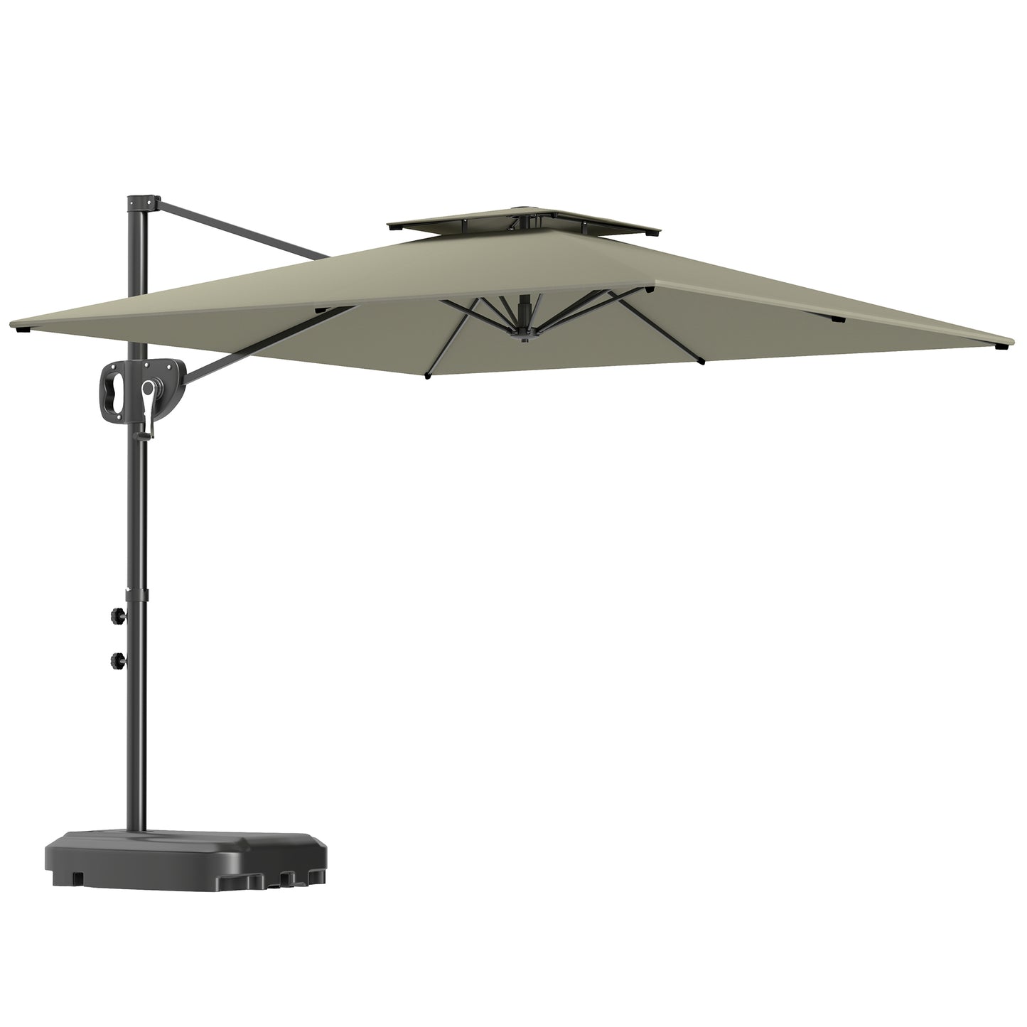 Outsunny Cantilever Parasol with Weighted Base Double Top Garden Parasol Square Hanging Patio Umbrella with Crank Tilt Light Grey Default Title
