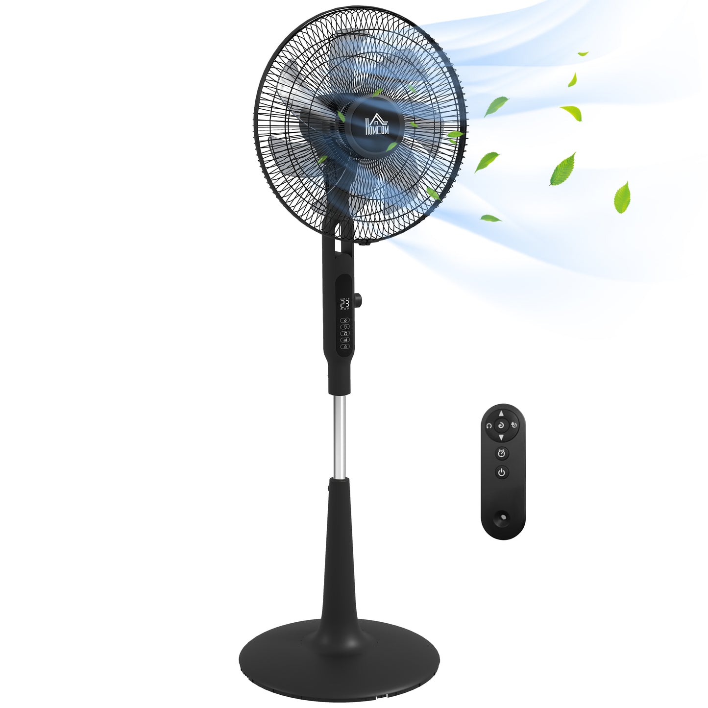 HOMCOM Three Mode Pedestal Fan, with Insect Repellant Box and LED Panel - Black Default Title