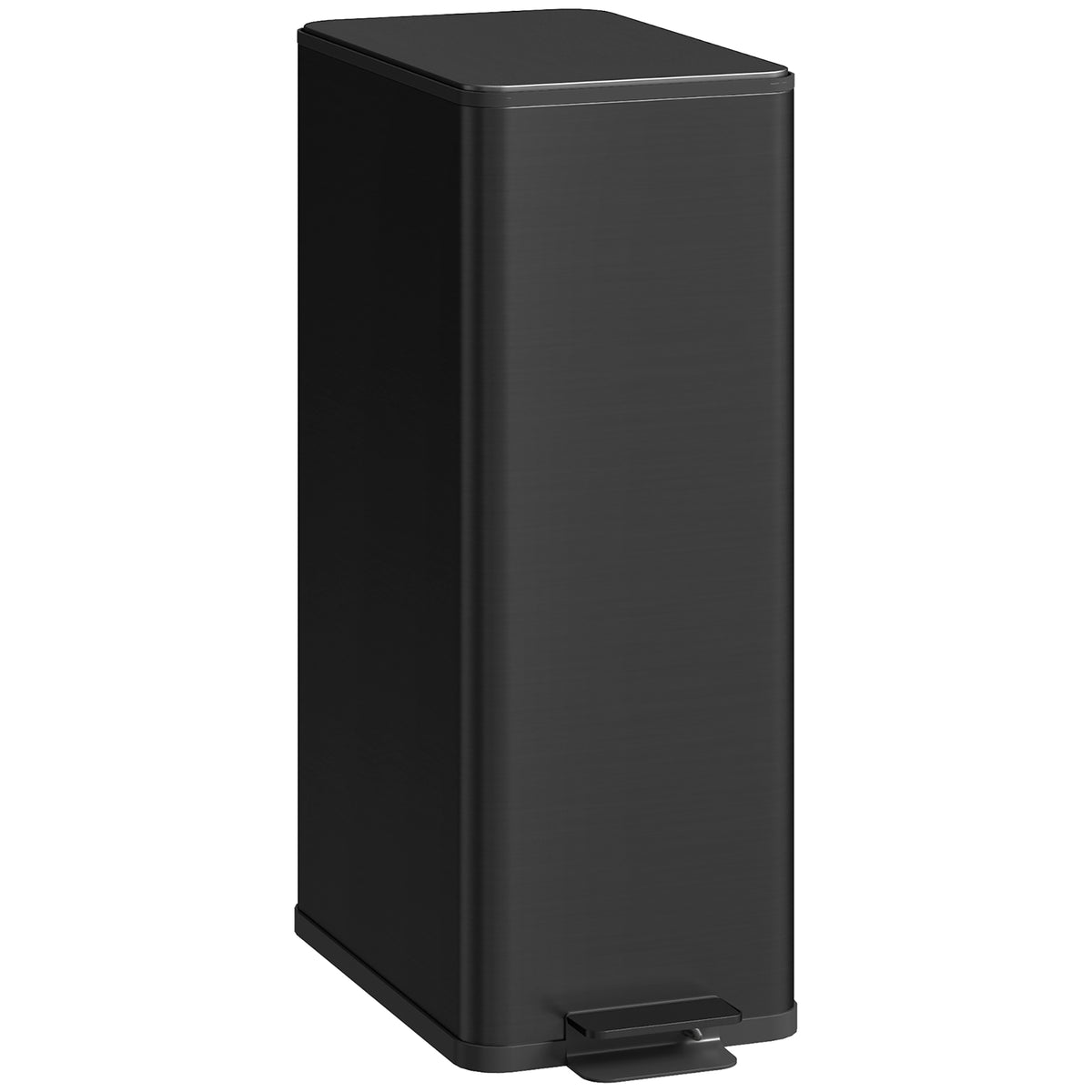 HOMCOM 20L Kitchen Pedal Bin, Slim Stainless Steel Rubbish Bin with Removable Inner Bucket, Soft-Close and Stay-Open Lid, Black Default Title