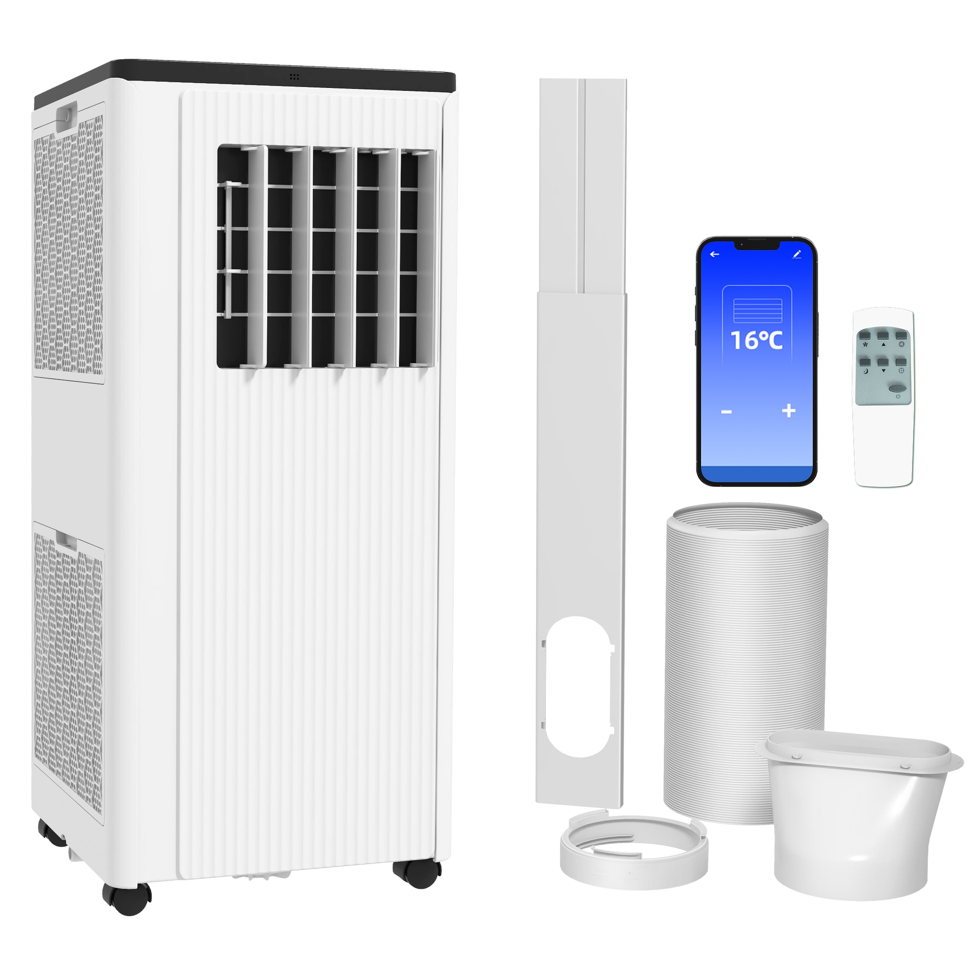 HOMCOM 9,000 BTU App-Controlled Mobile Air Conditioner, 20mÂ² Radius - White Default Title