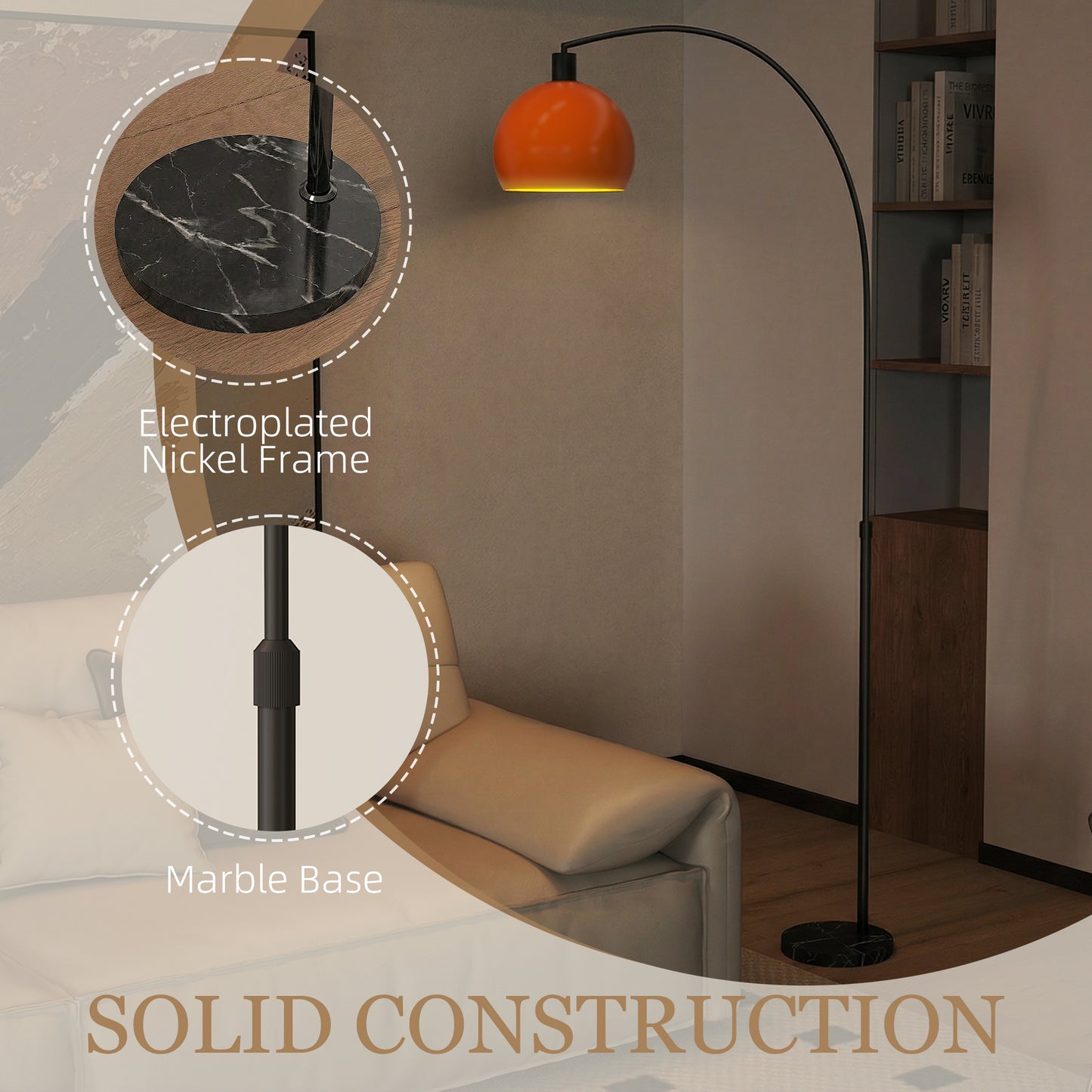 HOMCOM Floor Lamp for Living Room, Modern Standing Lamp with Shade & Foot Switch for Bedroom, Office, Black