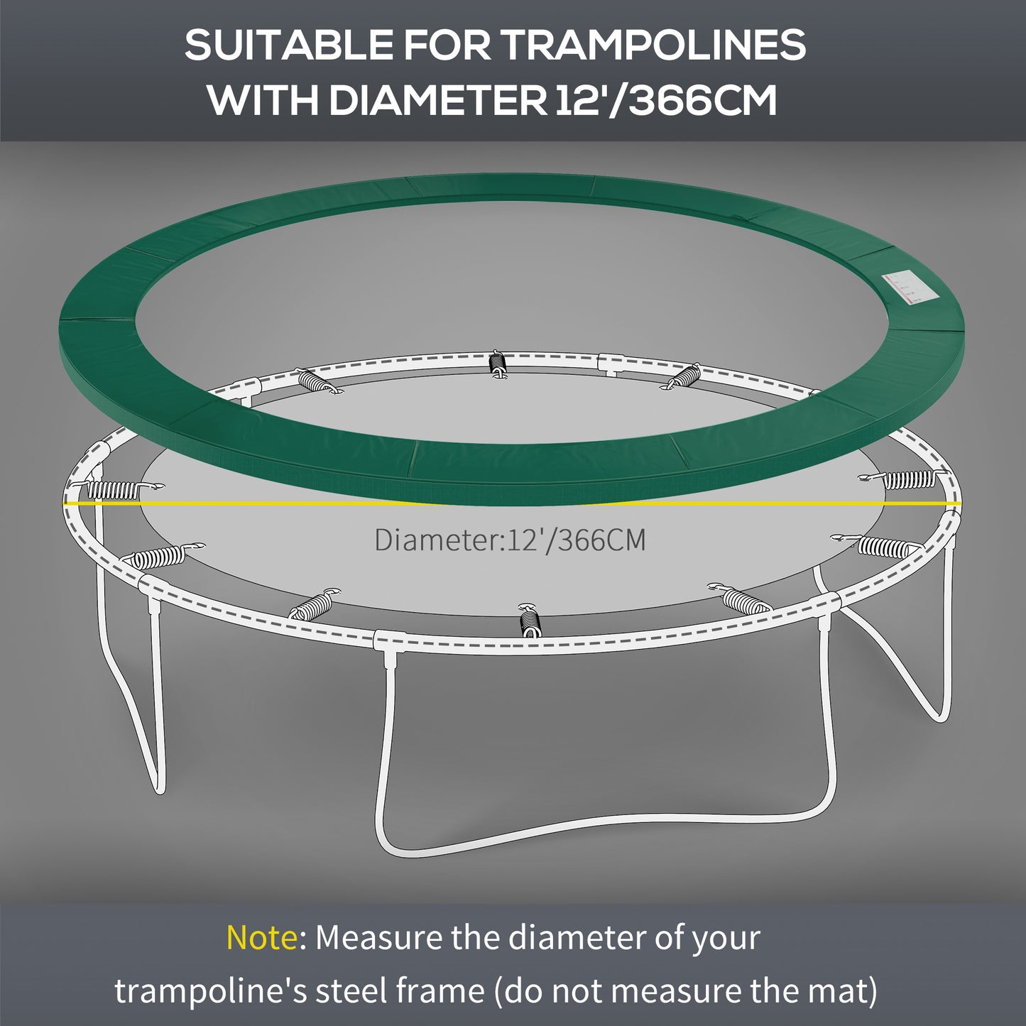 HOMCOM  Trampoline Safety Pad, 8 ft-Green