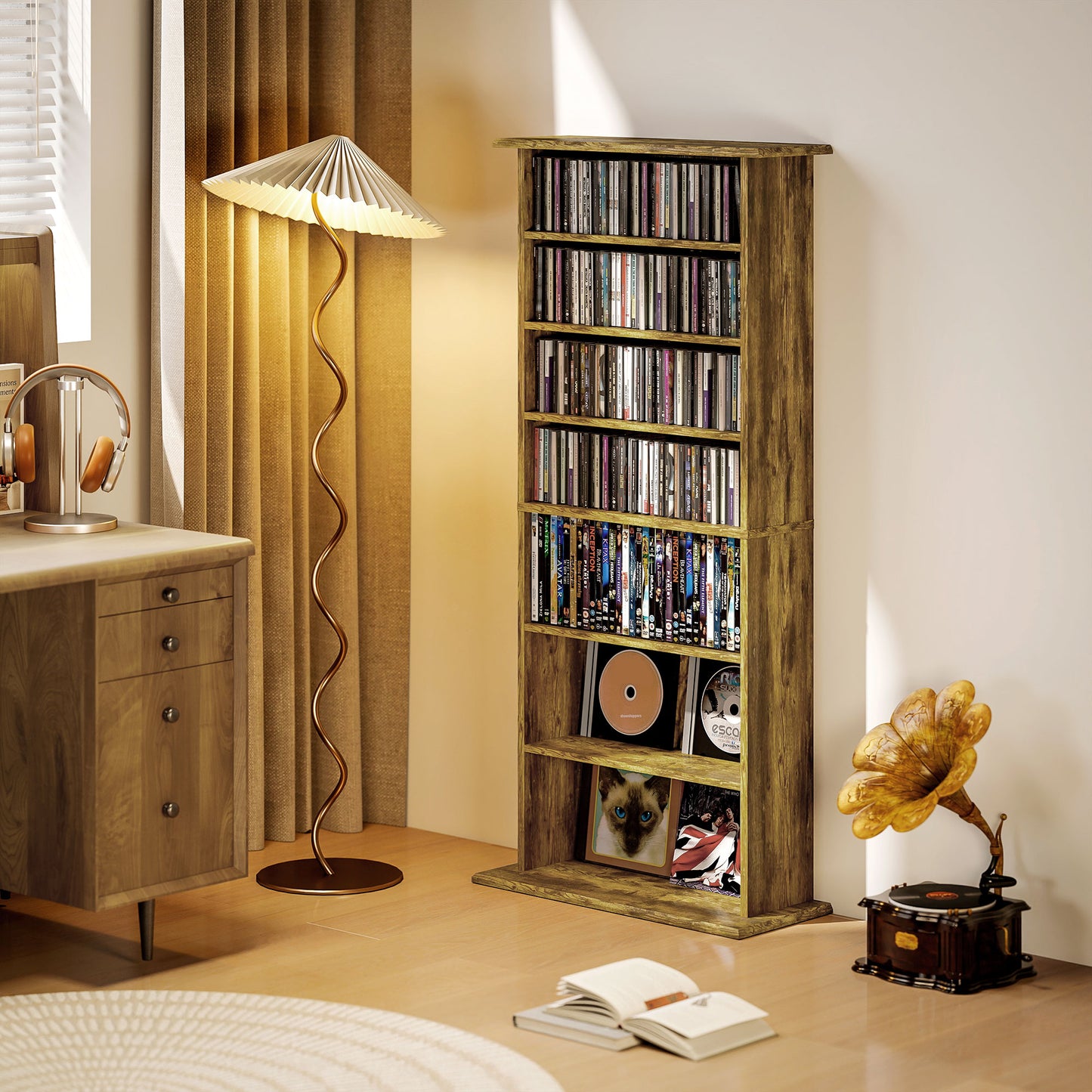 HOMCOM 360 CD Storage Unit - Rustic Brown