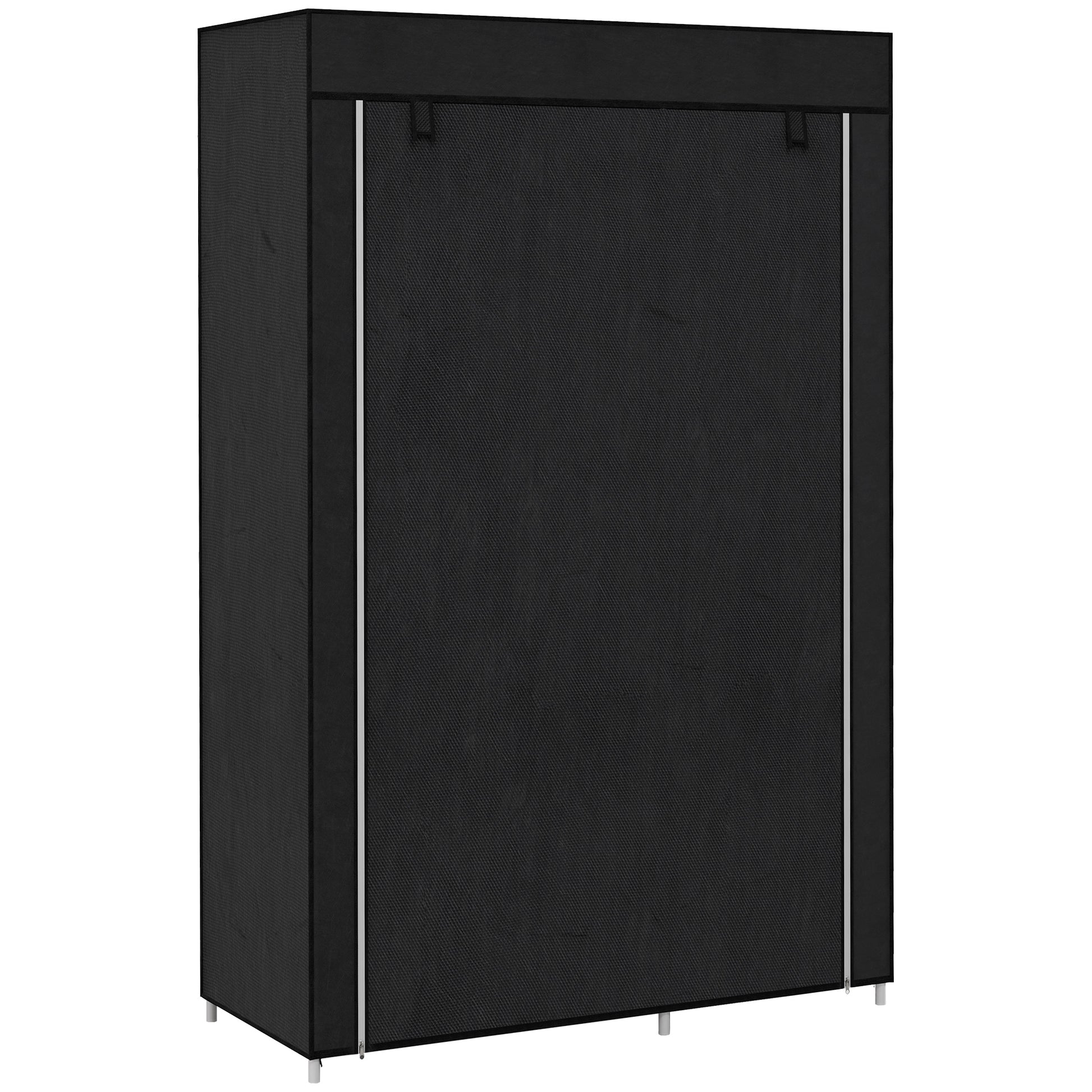 HOMCOM Fabric Wardrobe w/ Shelves Hanging Rail Foldable Wardrobe Black