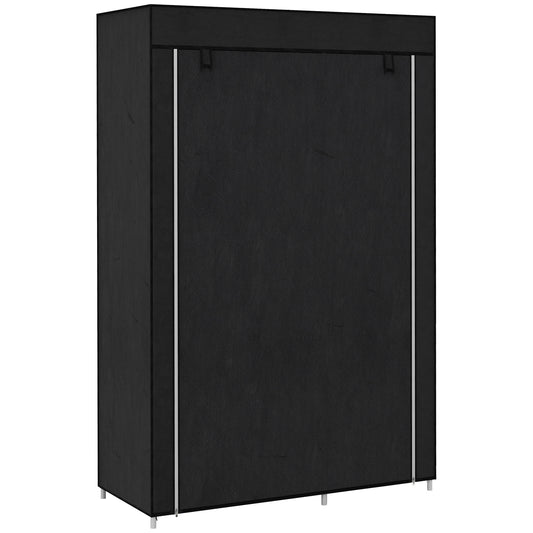 HOMCOM Fabric Wardrobe w/ Shelves Hanging Rail Foldable Wardrobe Black
