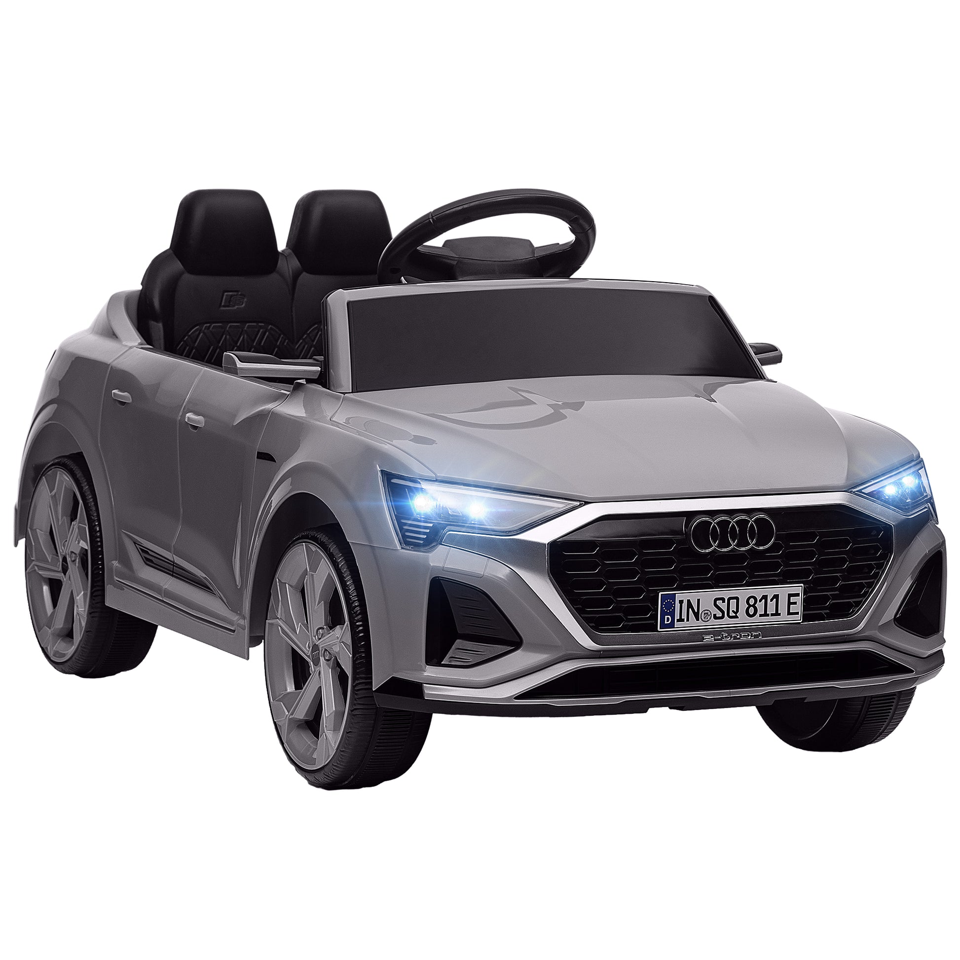 AIYAPLAY Audi Q8 e-tron Sportback Licensed 12V Ride on Car w/ Remote, 4 Spring Suspension Wheels, Headlamps, Music, Horn - Grey Default Title