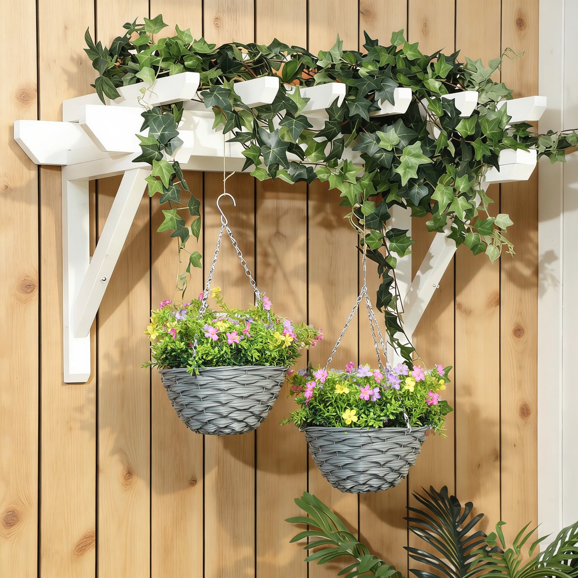 HOMCOM Set of 2 Artificial Hanging Cosmos Flowers - Multi-Colored