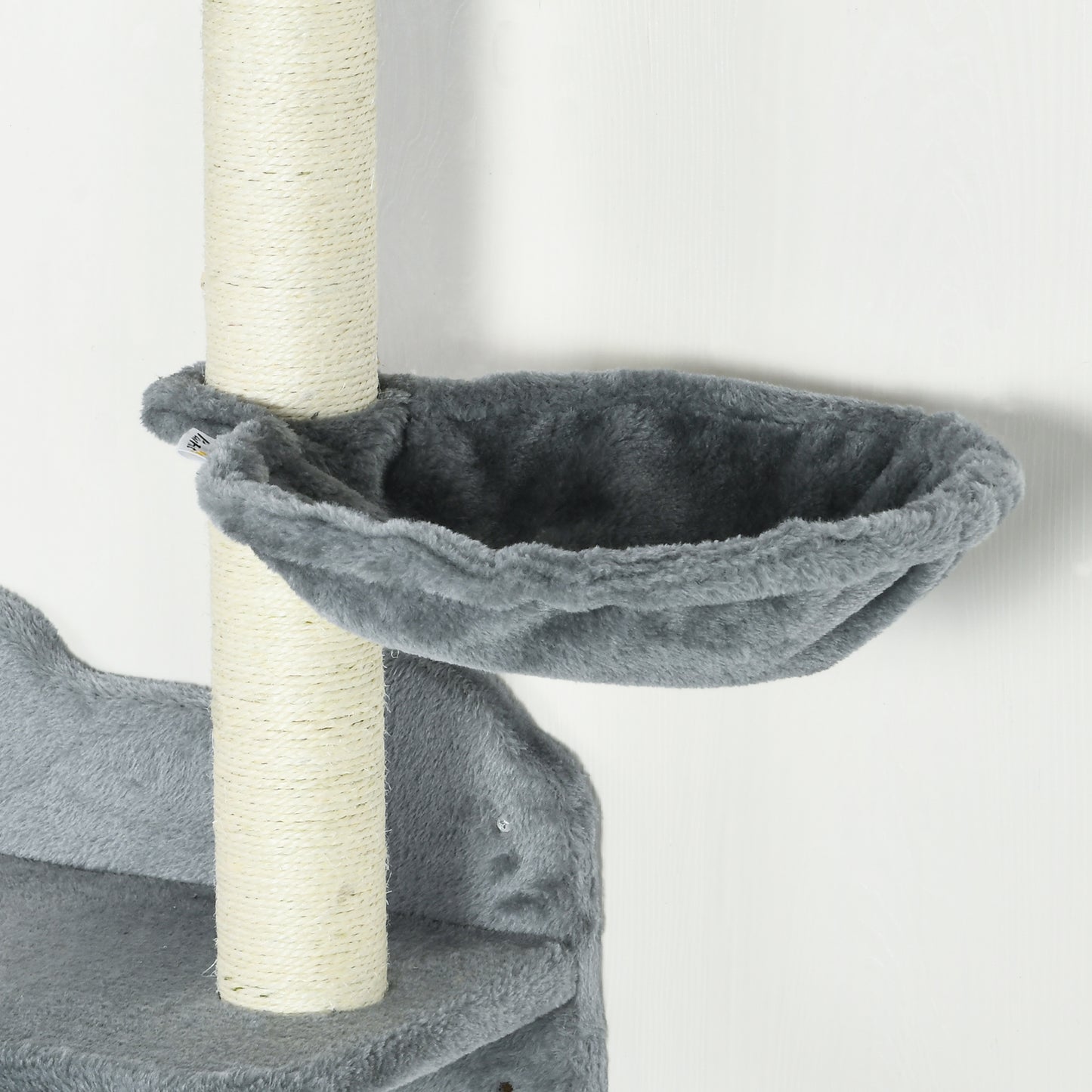 PawHut 4 Piece Cat Shelf with Scratching Post, Wall-Mounted Cat Tree for Indoor Cat - Grey