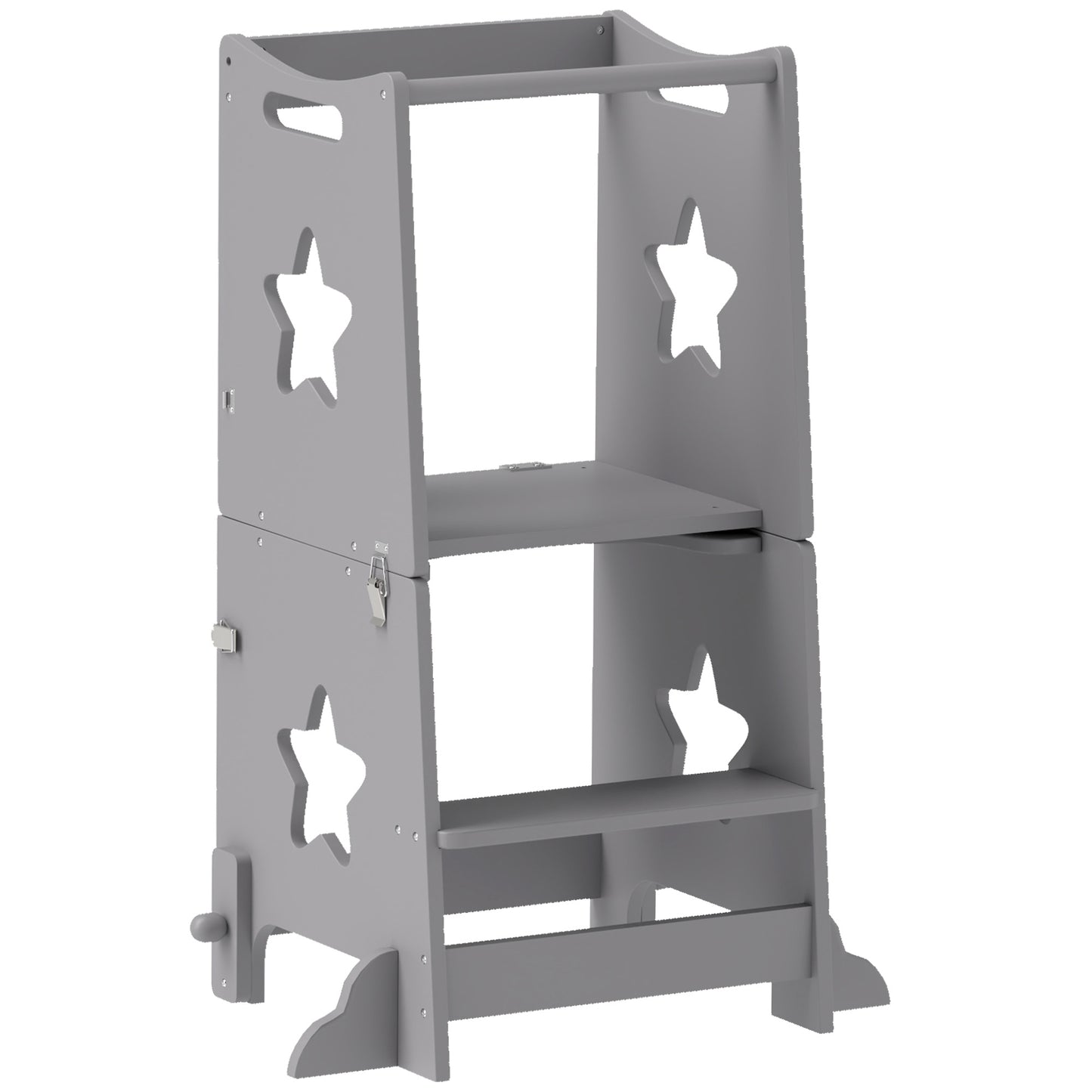 AIYAPLAY 2-in-1 Toddler Step Stool with Safety Rail for Kitchen, Bathroom, Grey Default Title