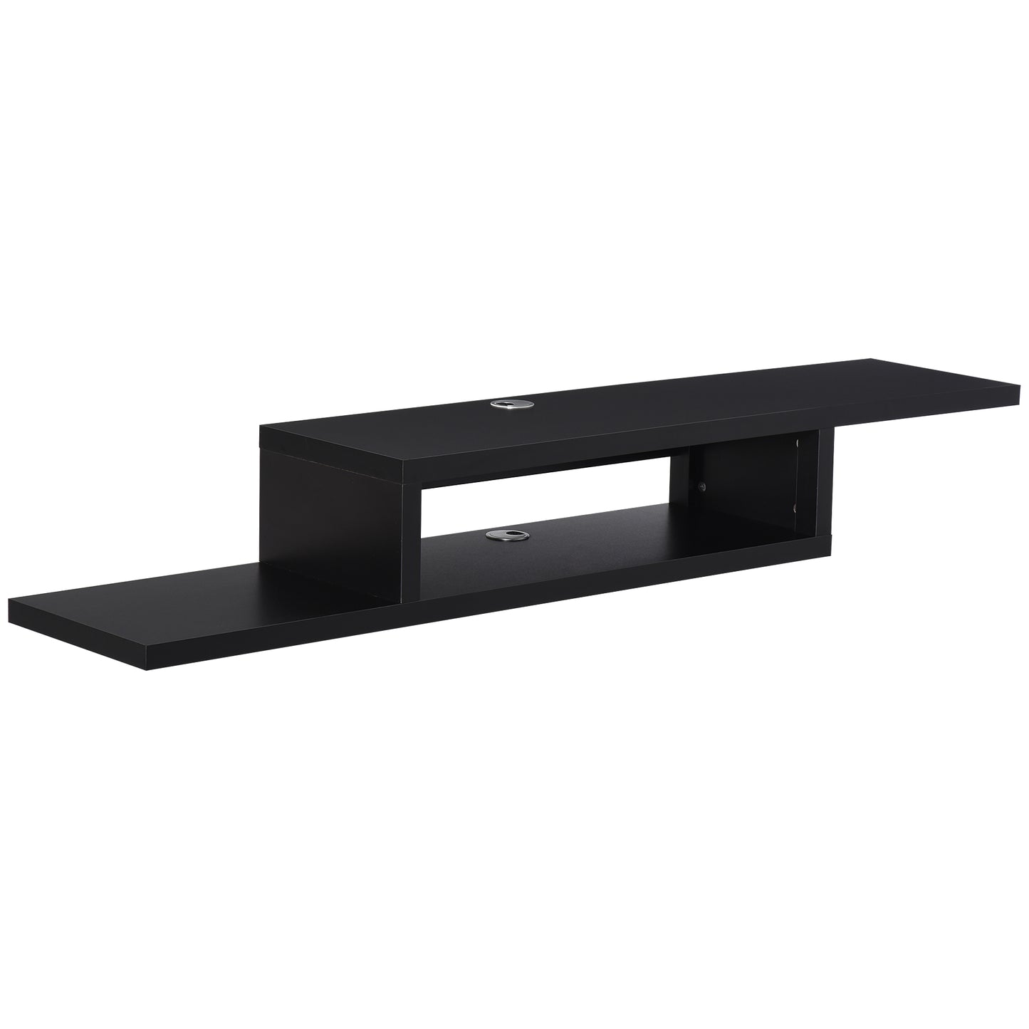 HOMCOM Floating TV Unit, Wall Mounted TV Stand with Open Shelf and 2 Cable Holes, Entertainment Unit for Living Room, Black Default Title