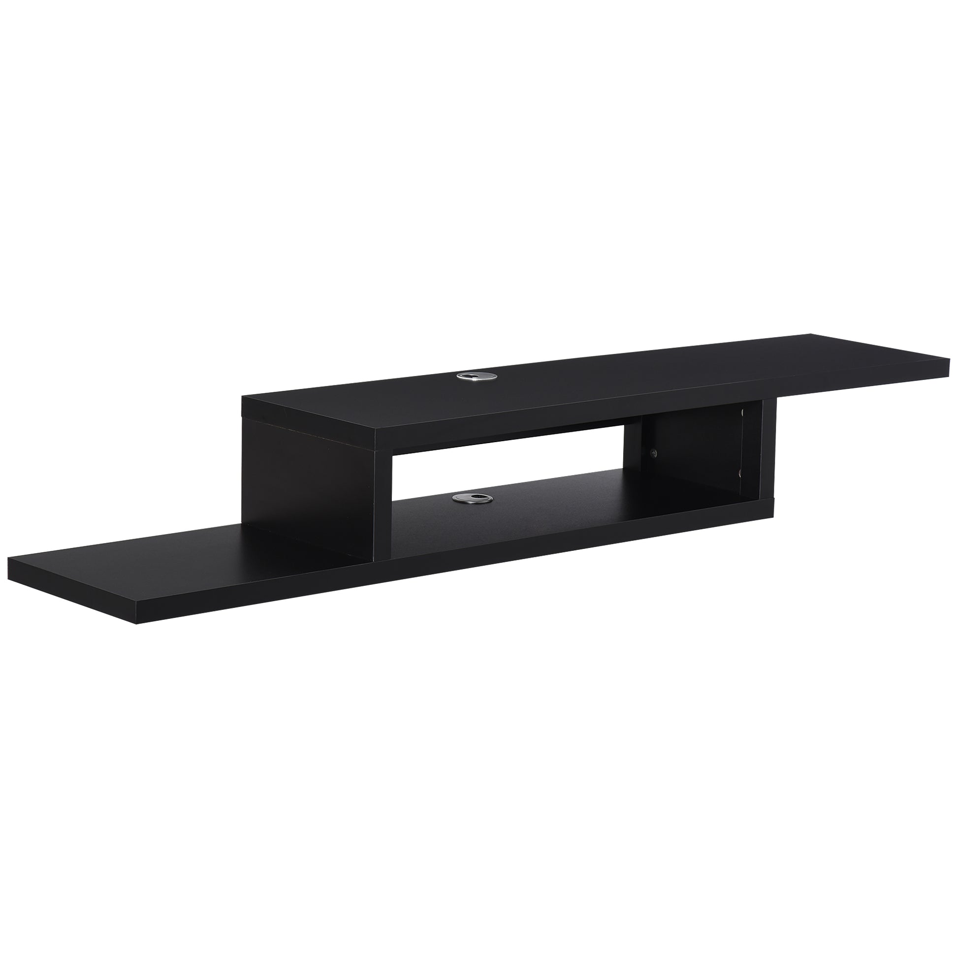 HOMCOM Floating TV Unit, Wall Mounted TV Stand with Open Shelf and 2 Cable Holes, Entertainment Unit for Living Room, Black Default Title