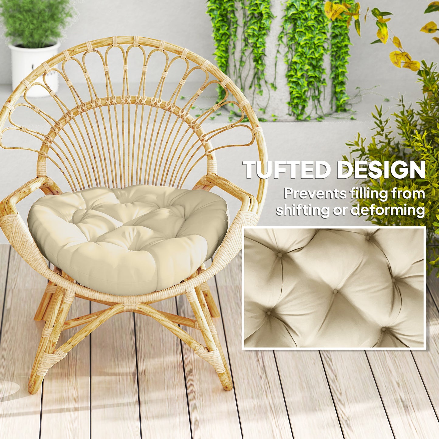 Outsunny Set of Two 60cm Outdoor Cushions - Beige